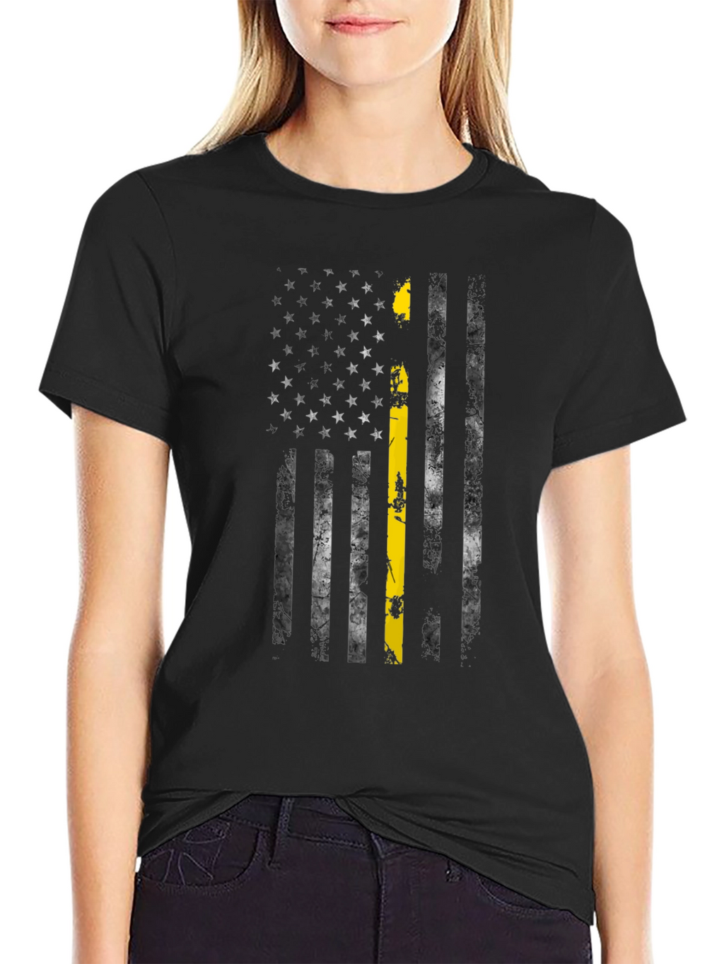 Thin Yellow Line American Flag T-Shirt