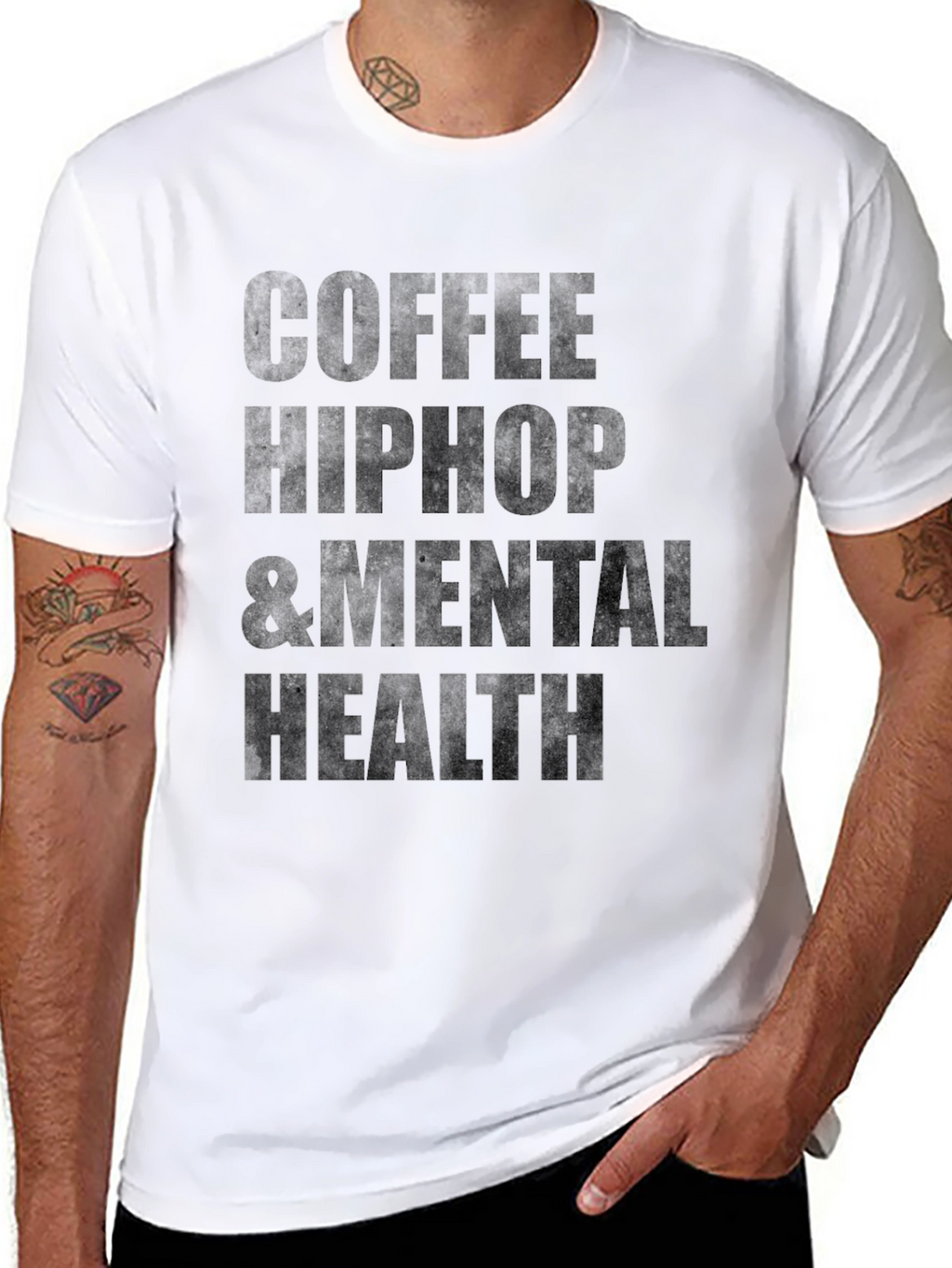 Coffee Hip Hop & Mental Health Black T-Shirt