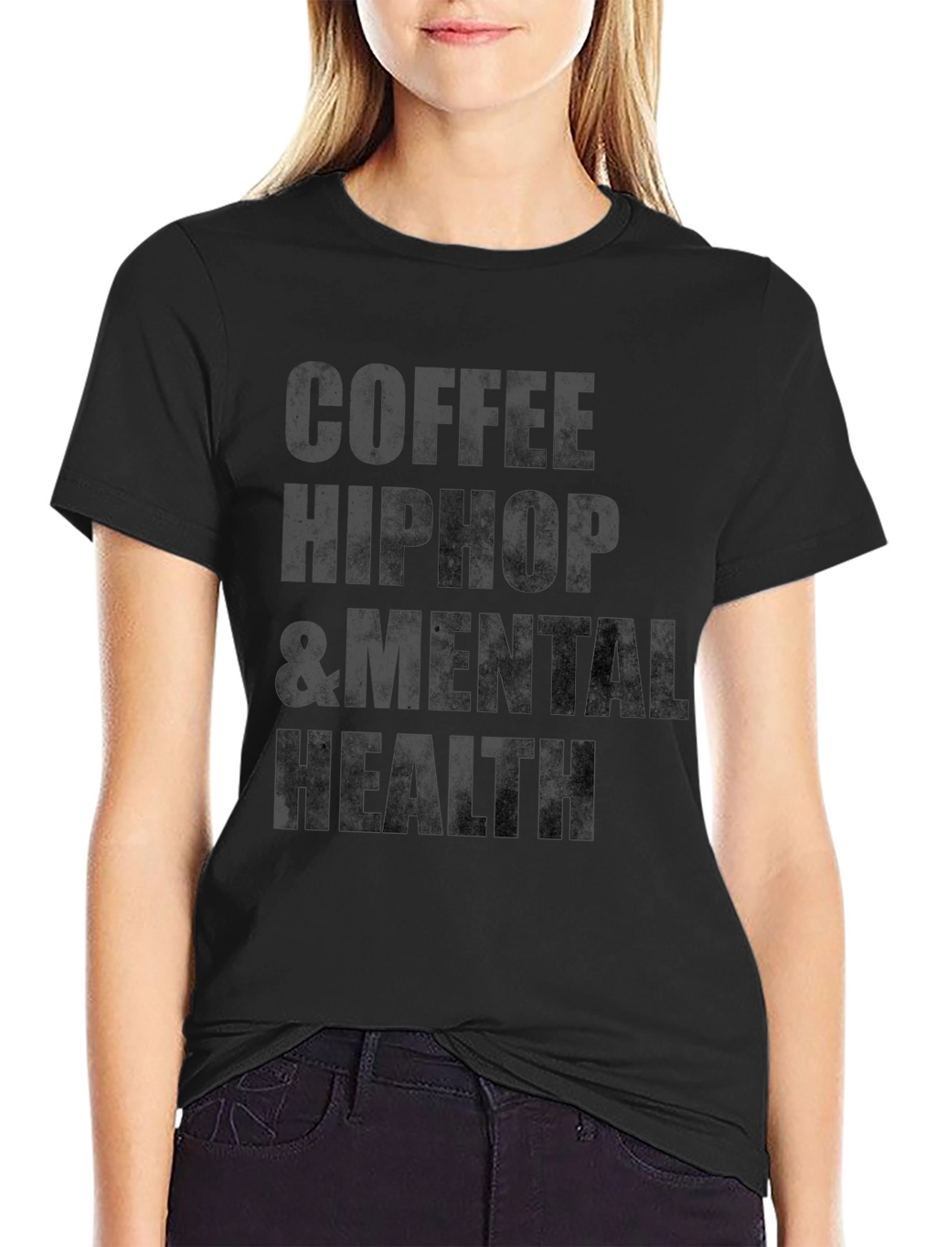 Coffee Hip Hop & Mental Health Black T-Shirt