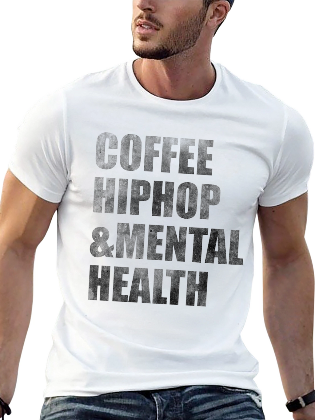 Coffee Hip Hop & Mental Health Black T-Shirt