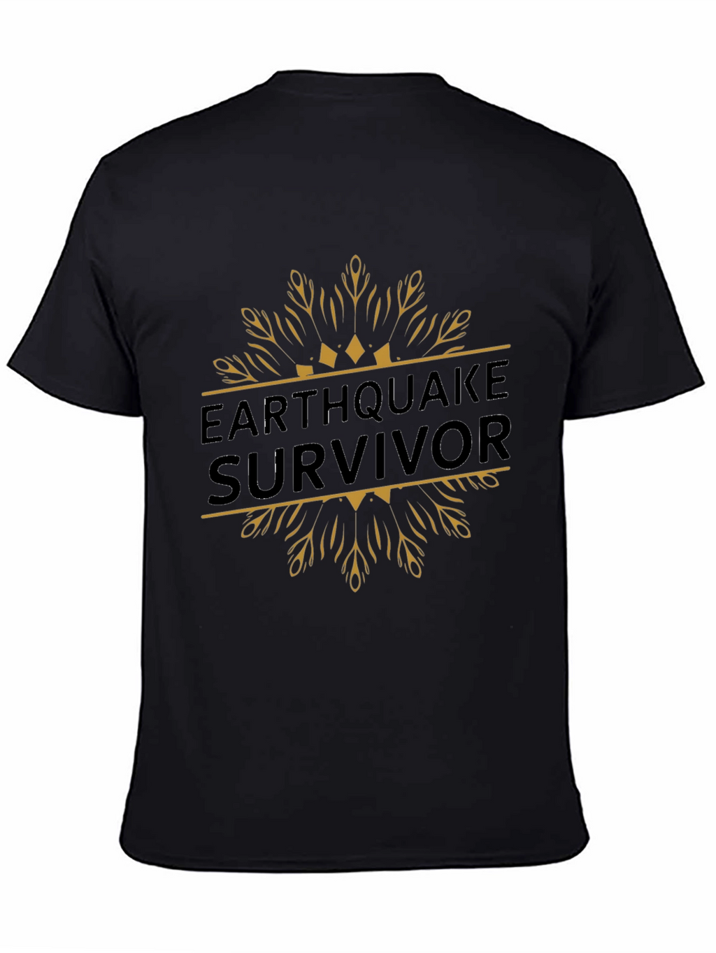 Earthquake Survivor Graphic Tee - Black Cotton T-Shirt