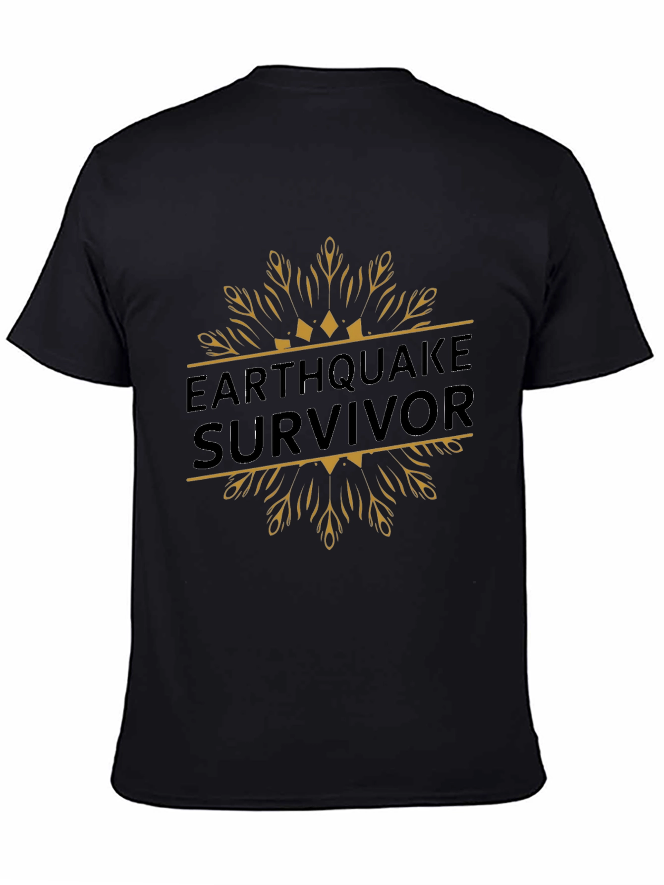 Earthquake Survivor Graphic Tee - Black Cotton T-Shirt