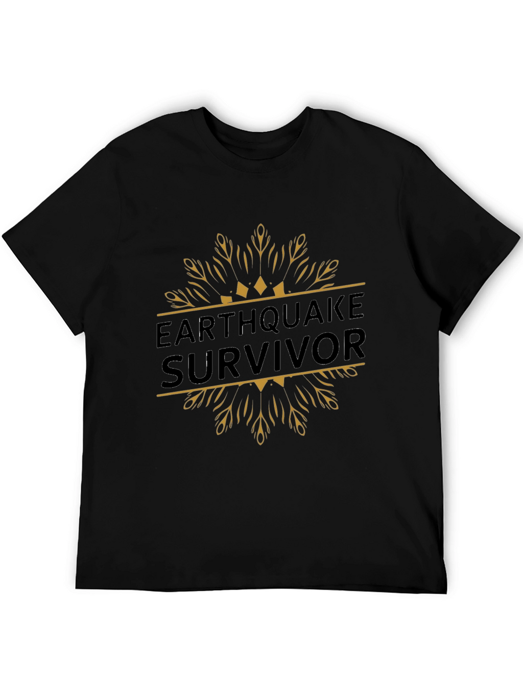 Earthquake Survivor Graphic Tee - Black Cotton T-Shirt