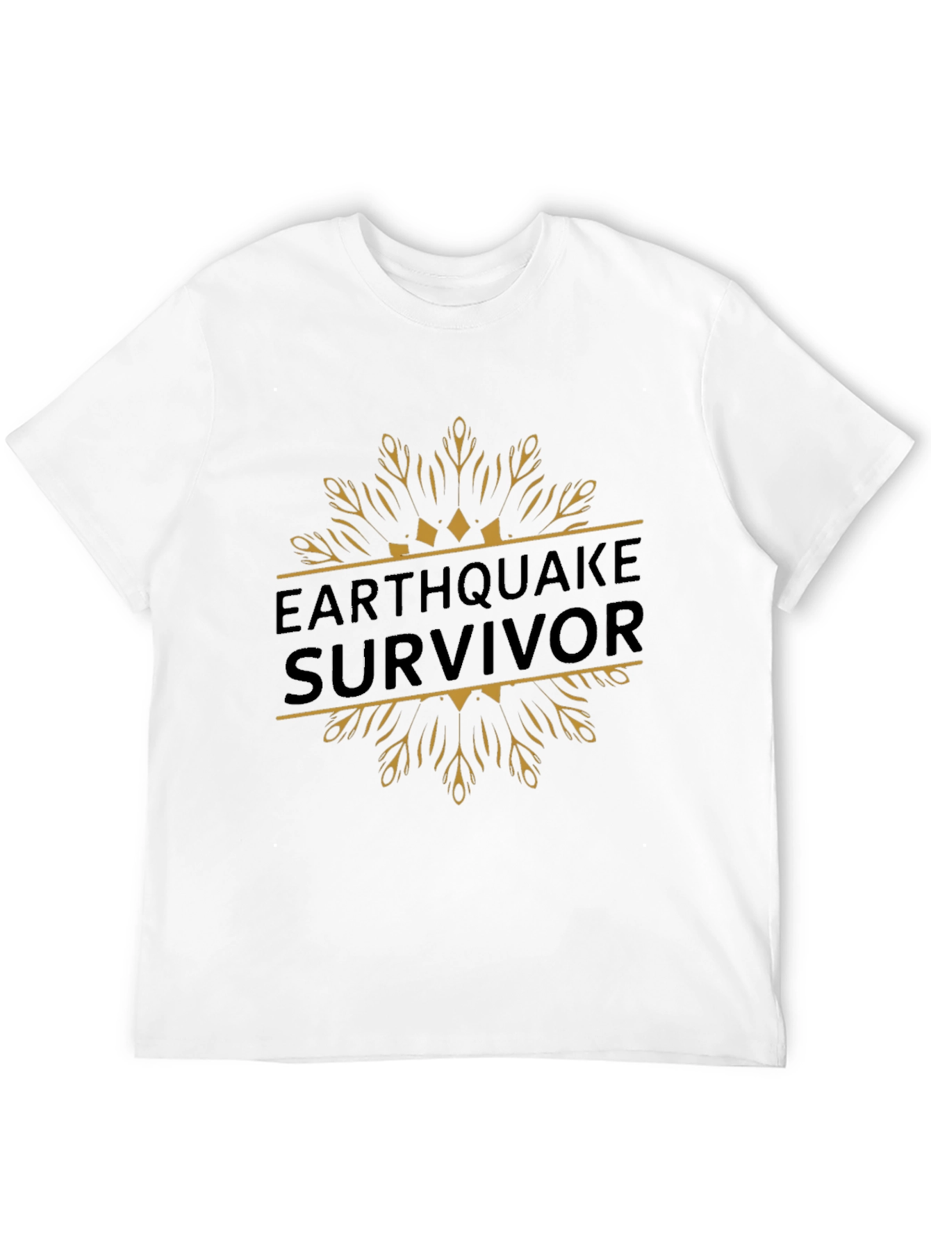 Earthquake Survivor Graphic Tee - Black Cotton T-Shirt