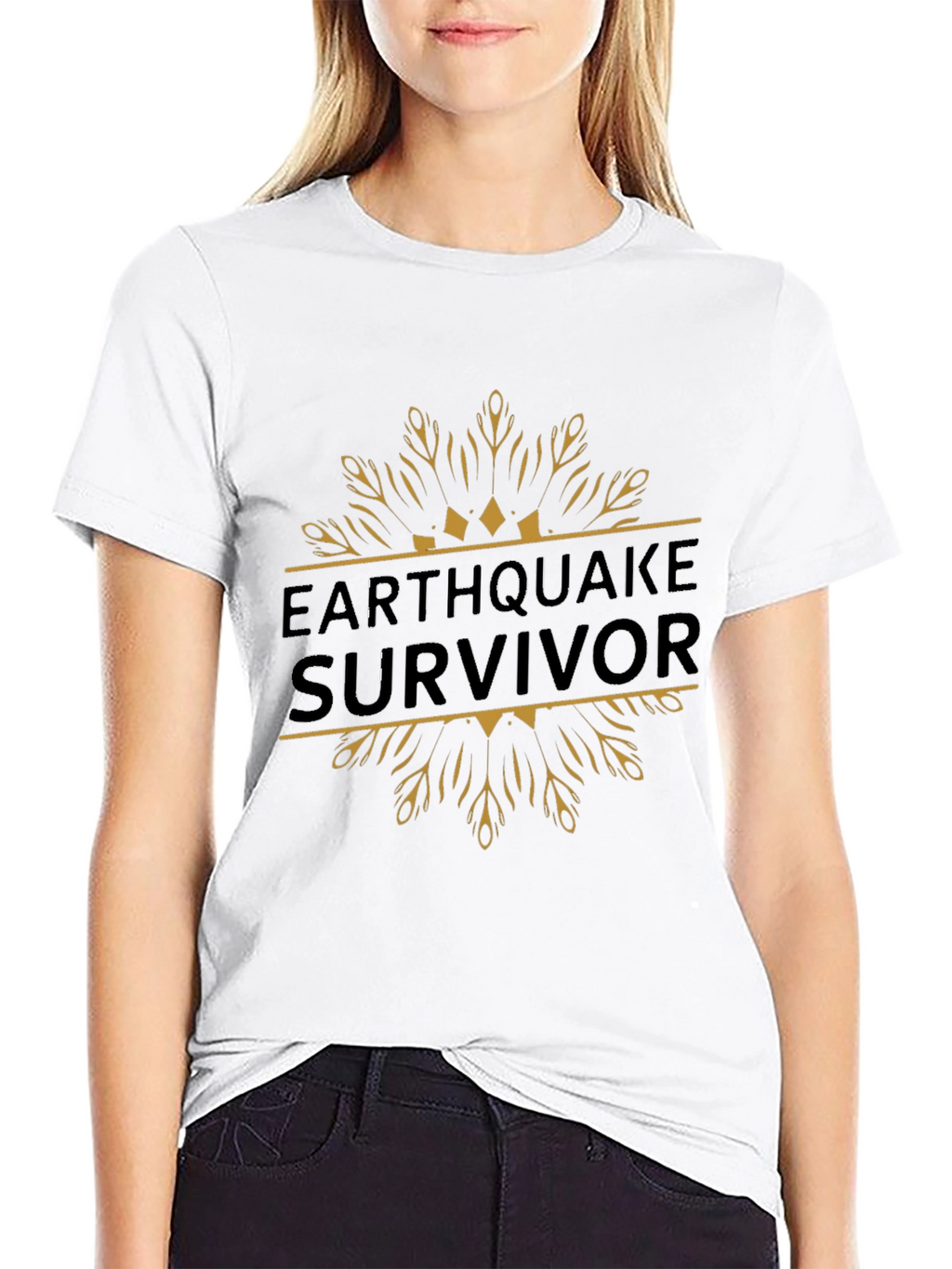 Earthquake Survivor Graphic Tee - Black Cotton T-Shirt