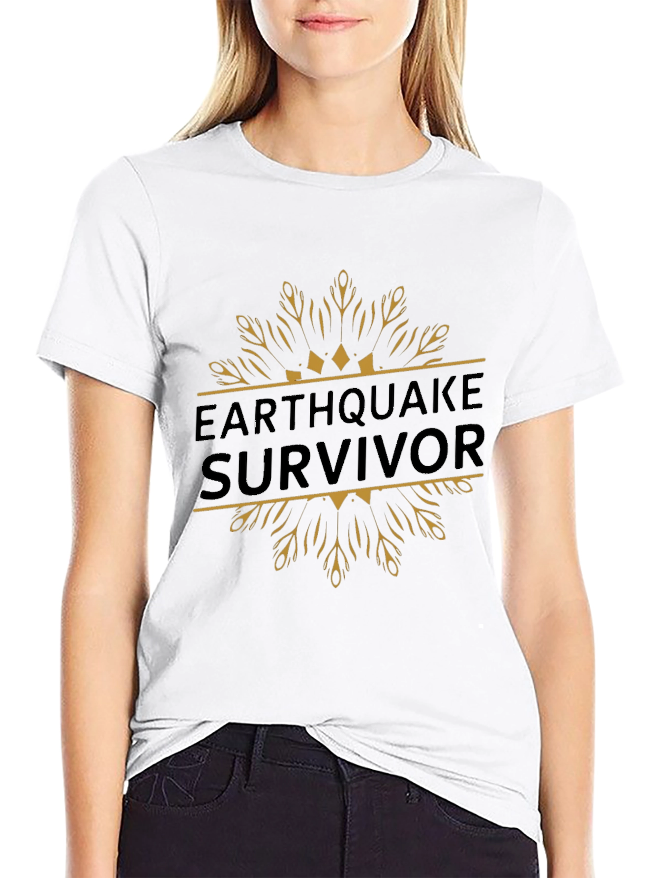 Earthquake Survivor Graphic Tee - Black Cotton T-Shirt