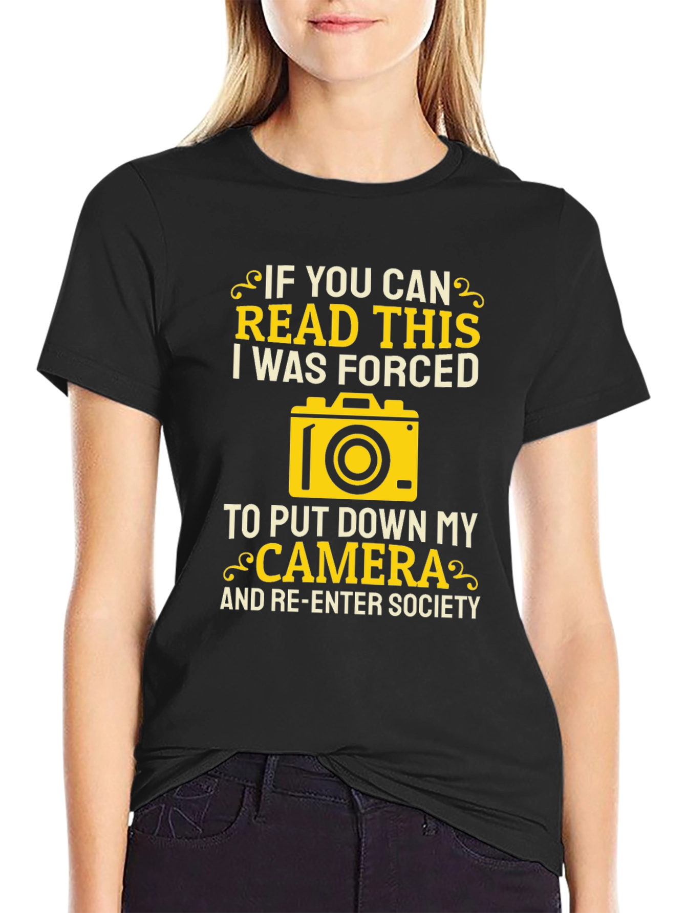 Funny Photographer T-Shirt: Forced to Put Down My Camera