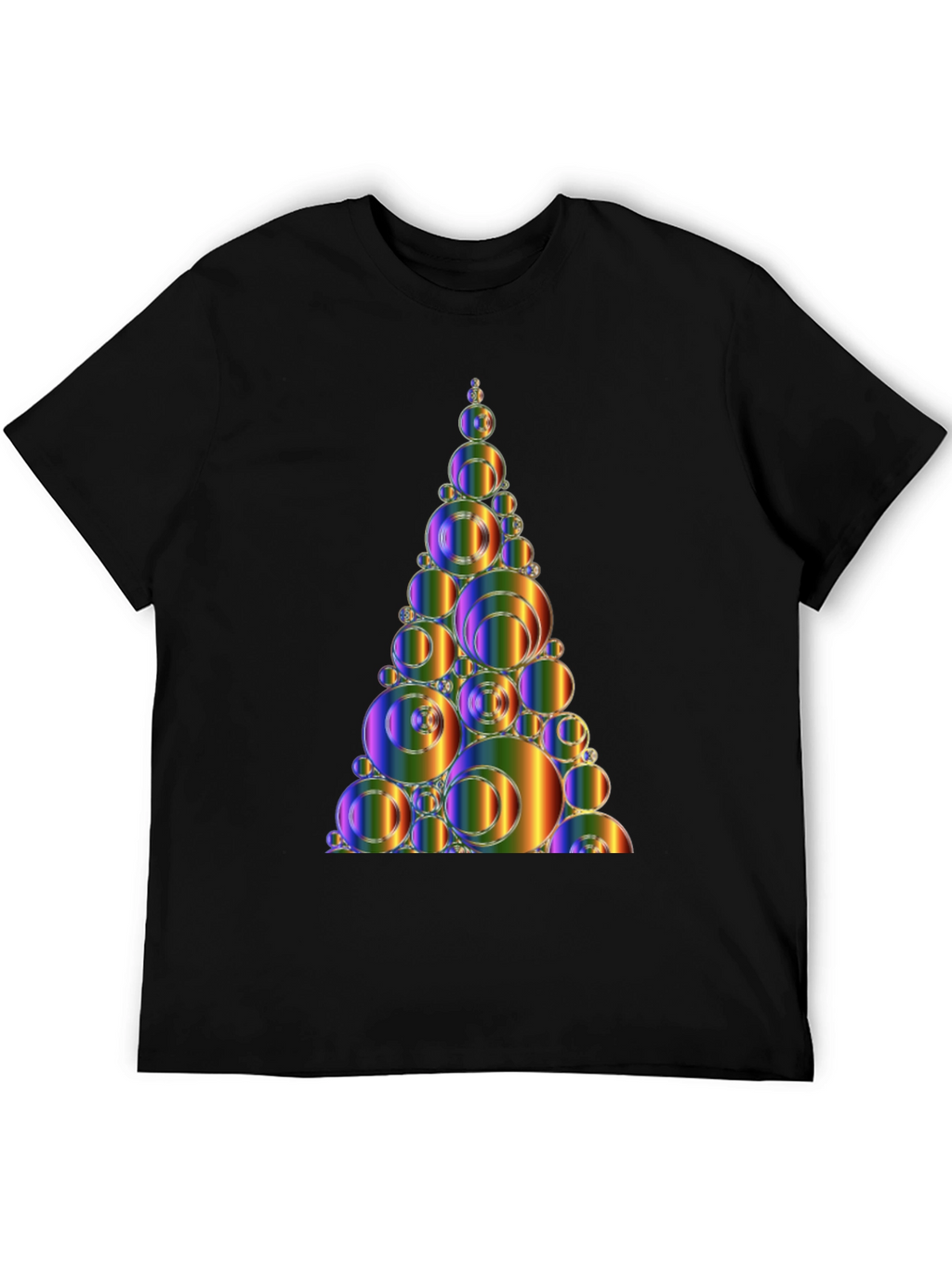 Abstract Rainbow Bubble Christmas Tree Graphic Tee