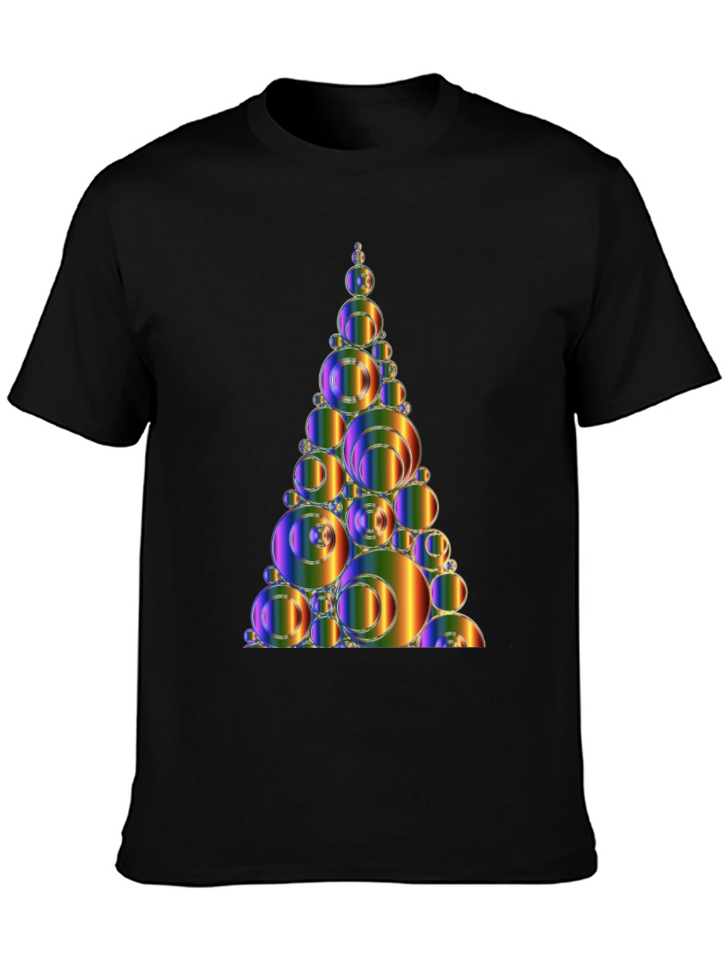 Abstract Rainbow Bubble Christmas Tree Graphic Tee