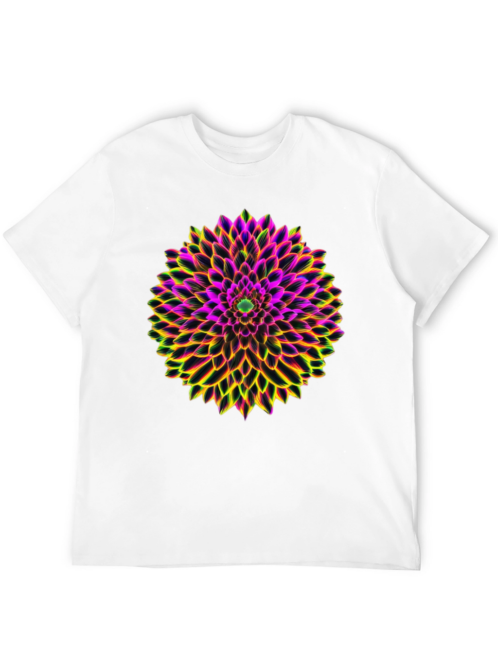 Neon Floral Print Black T-Shirt