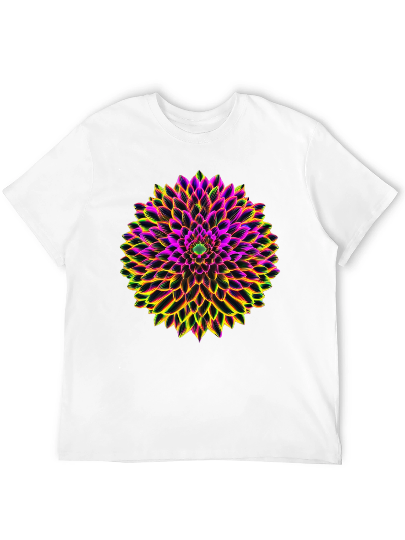 Neon Floral Print Black T-Shirt