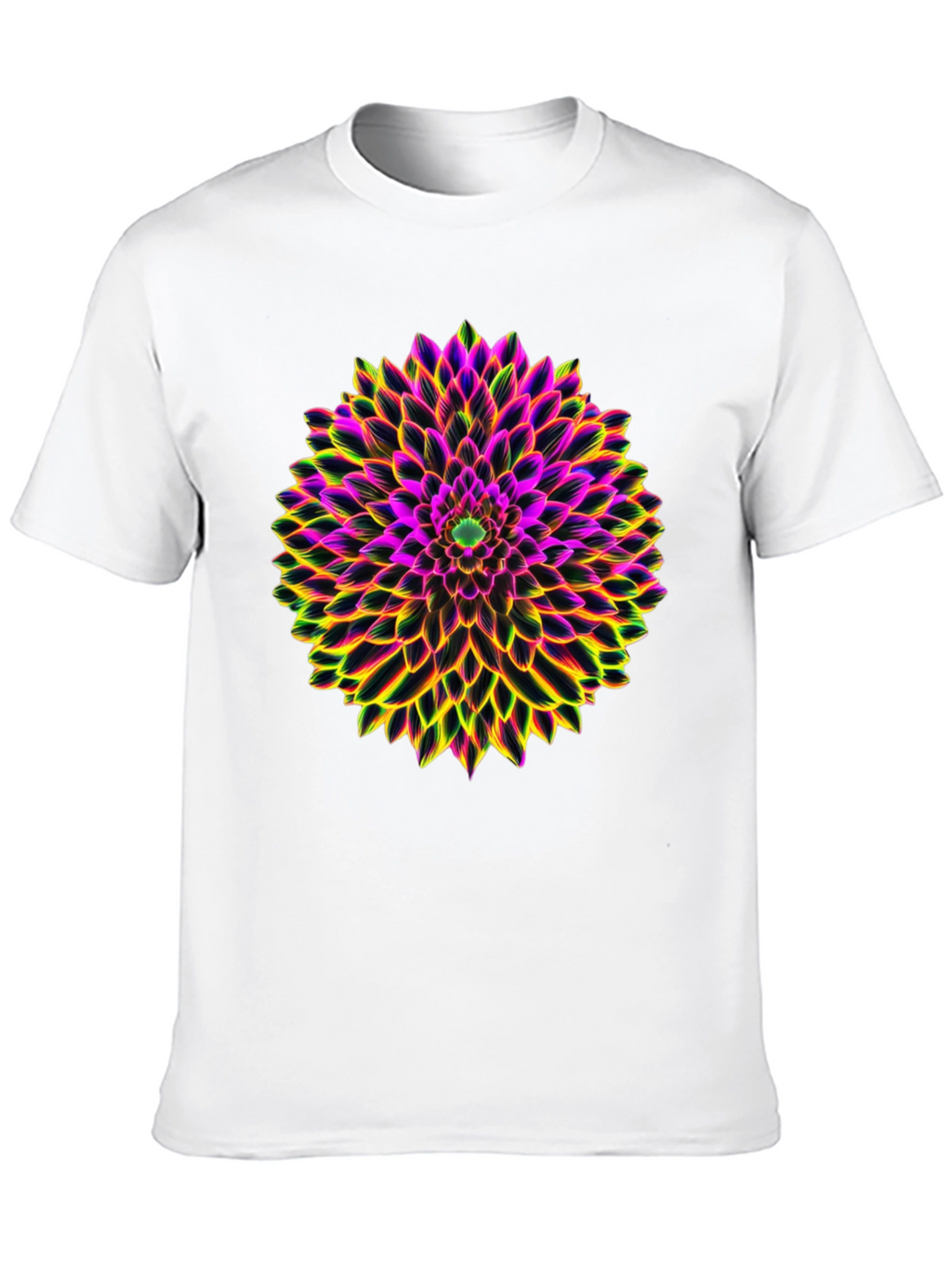 Neon Floral Print Black T-Shirt