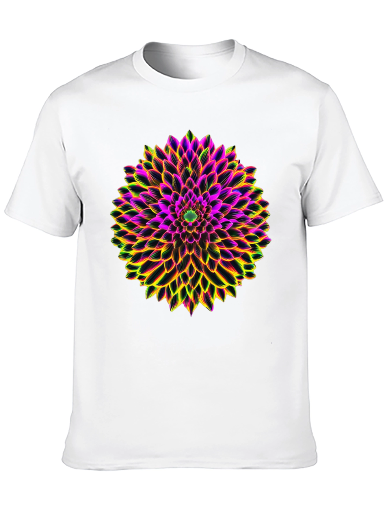 Neon Floral Print Black T-Shirt