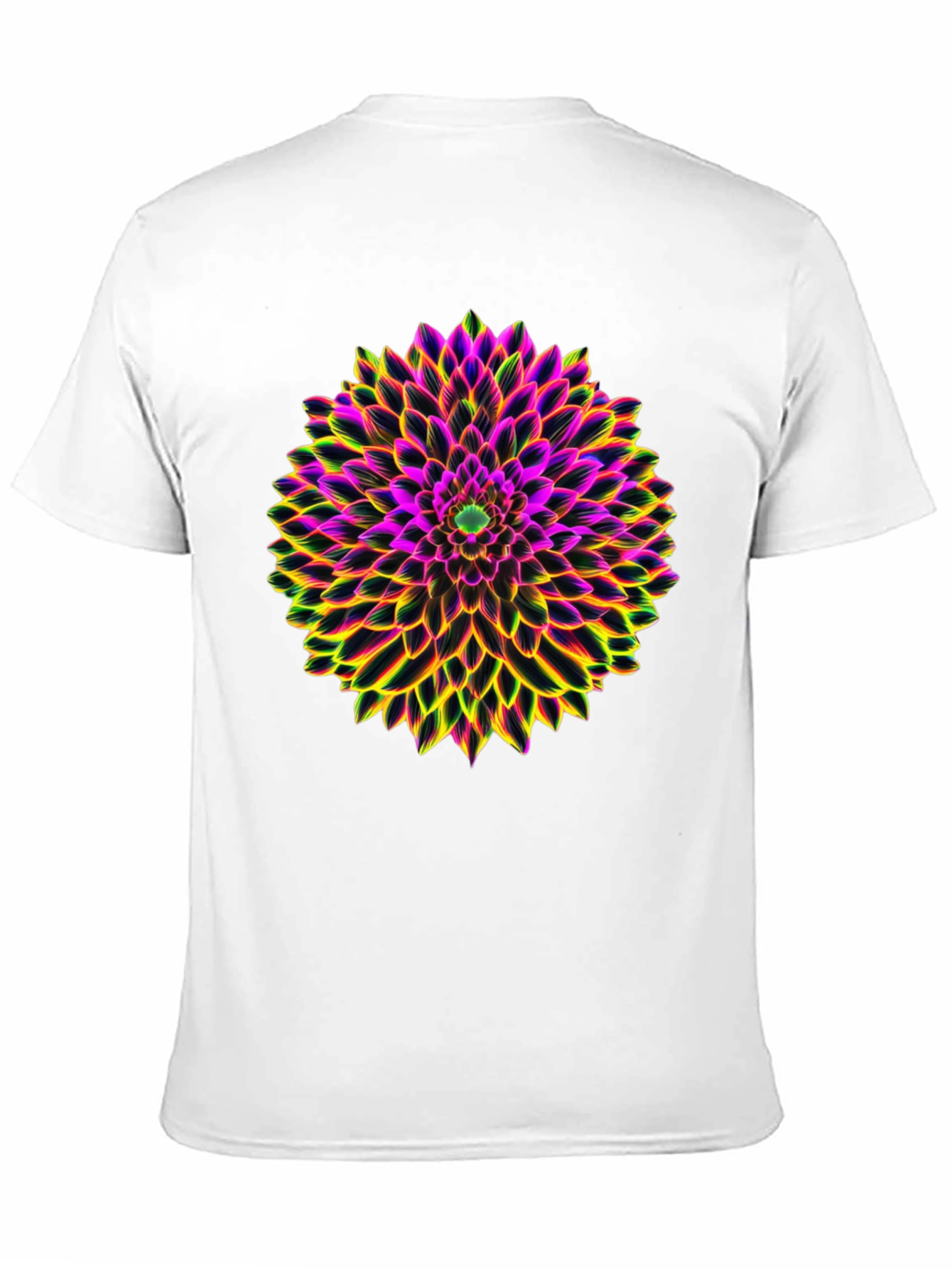 Neon Floral Print Black T-Shirt