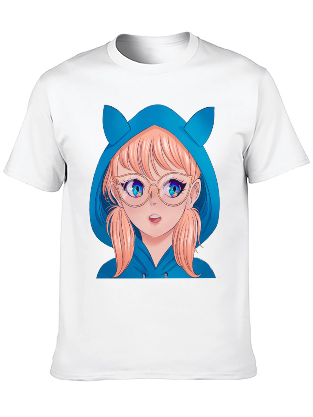 Anime Girl Hoodie T-Shirt - Black