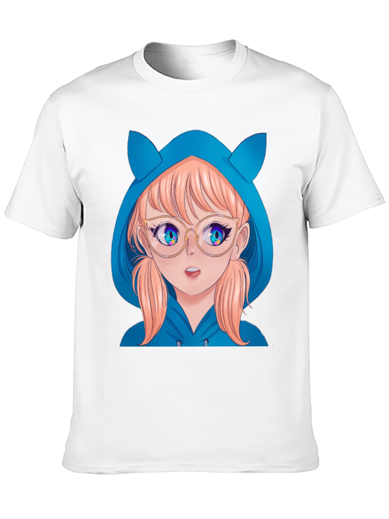 Anime Girl Hoodie T-Shirt - Black