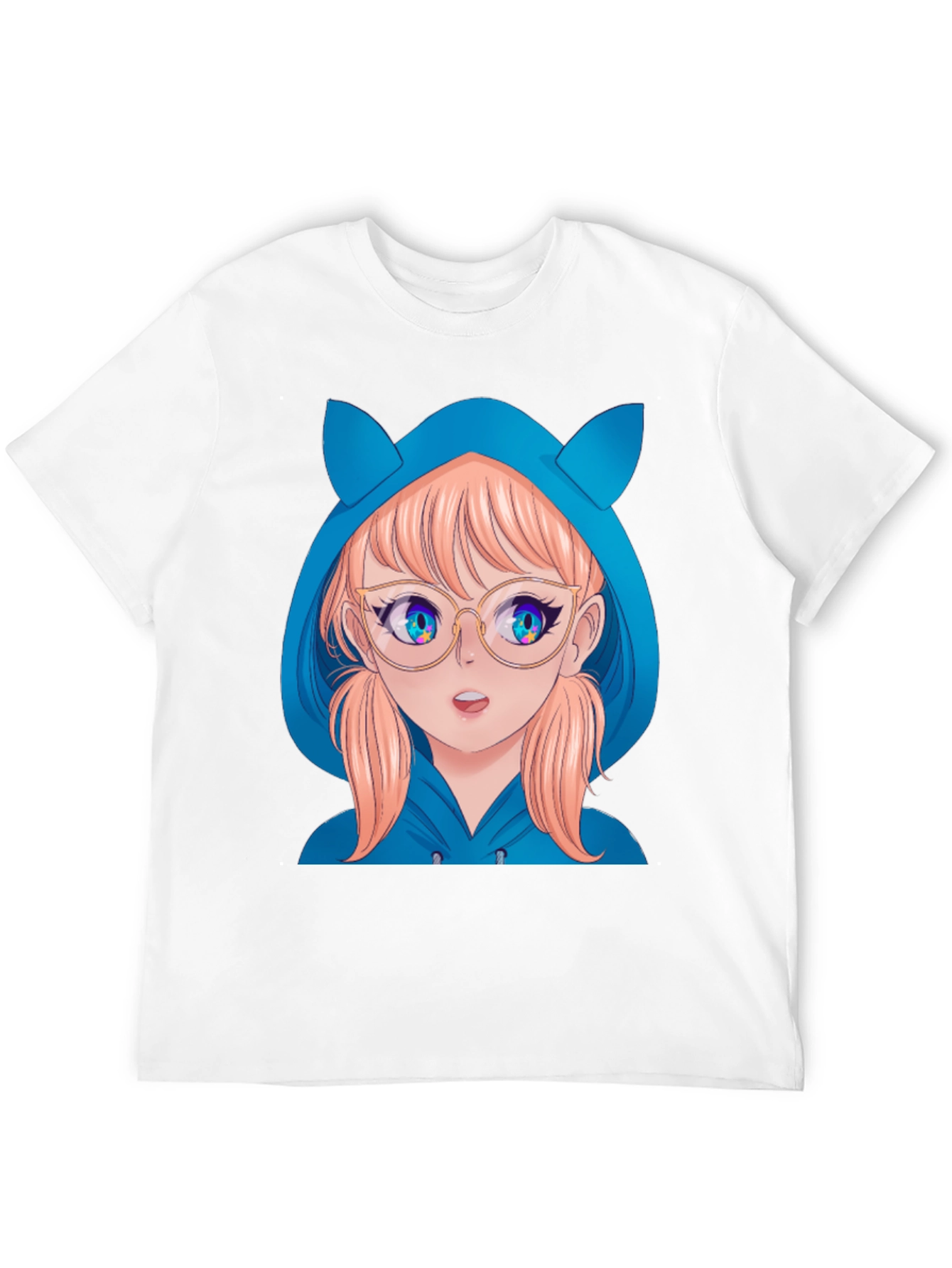 Anime Girl Hoodie T-Shirt - Black