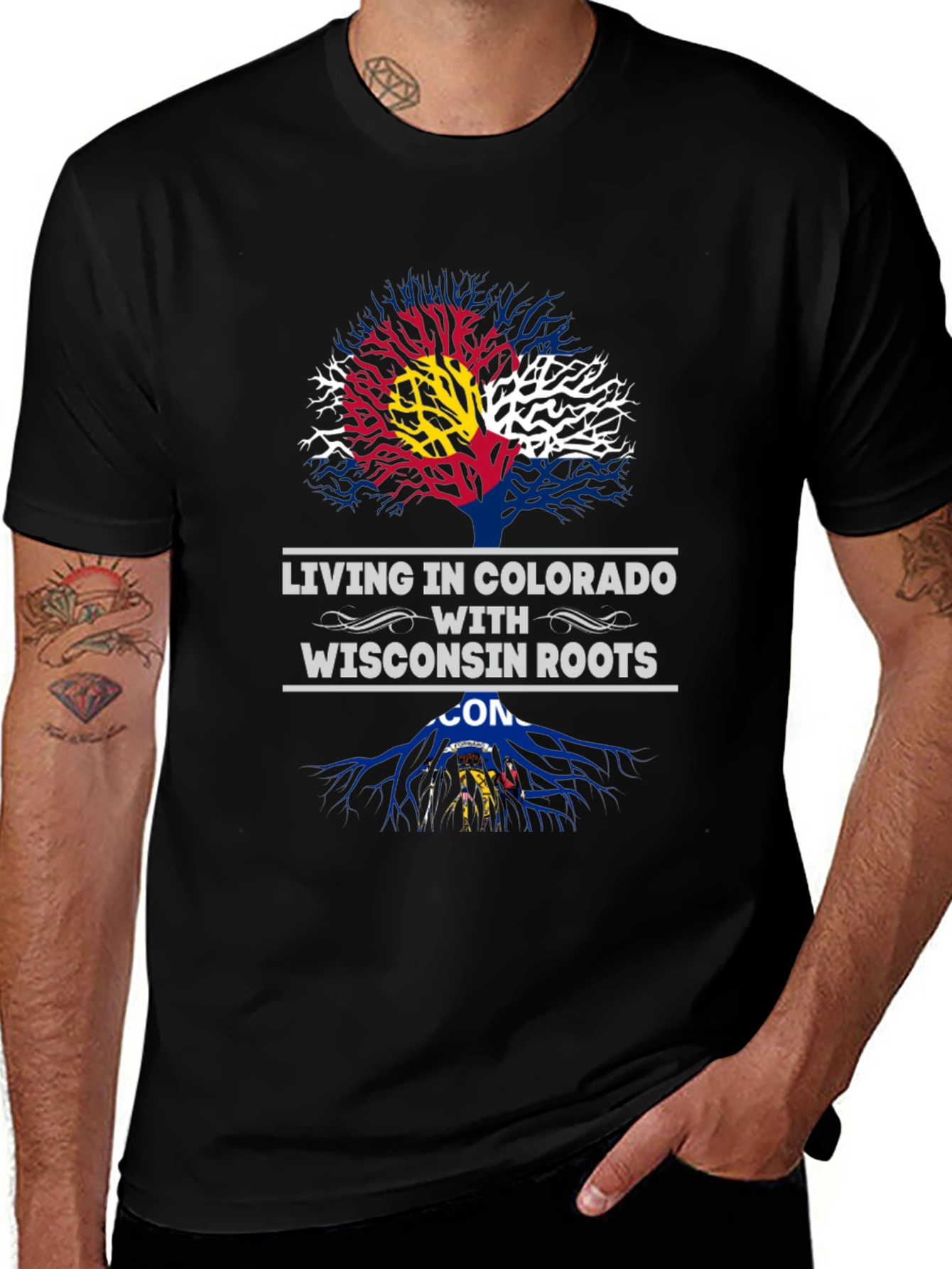 Colorado Wisconsin Roots Graphic T-Shirt