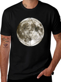 Geometric Moon Graphic Tee - Modern Casual Wear