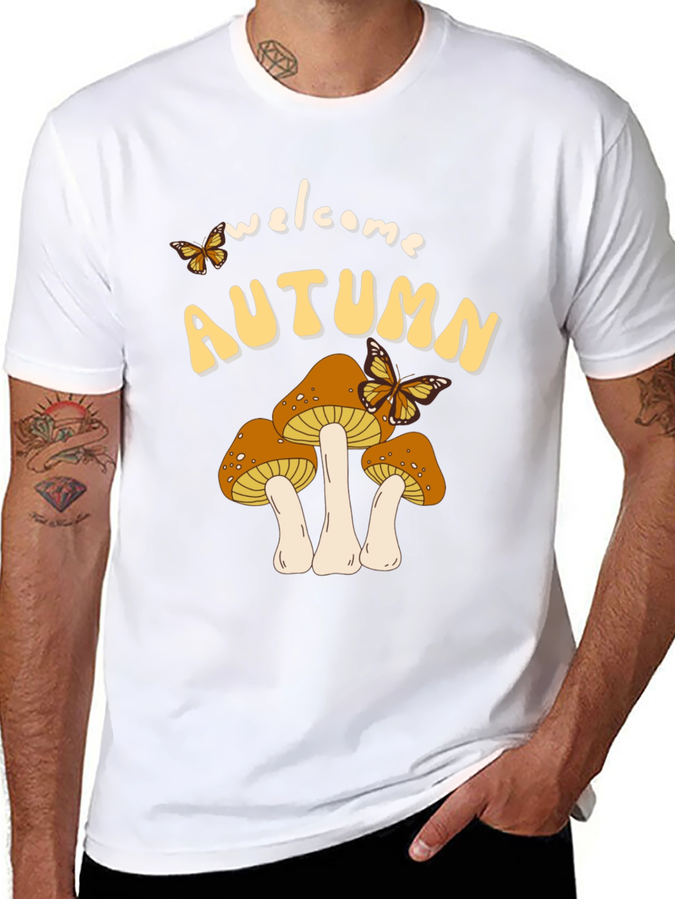 Welcome Autumn Mushroom Graphic Tee