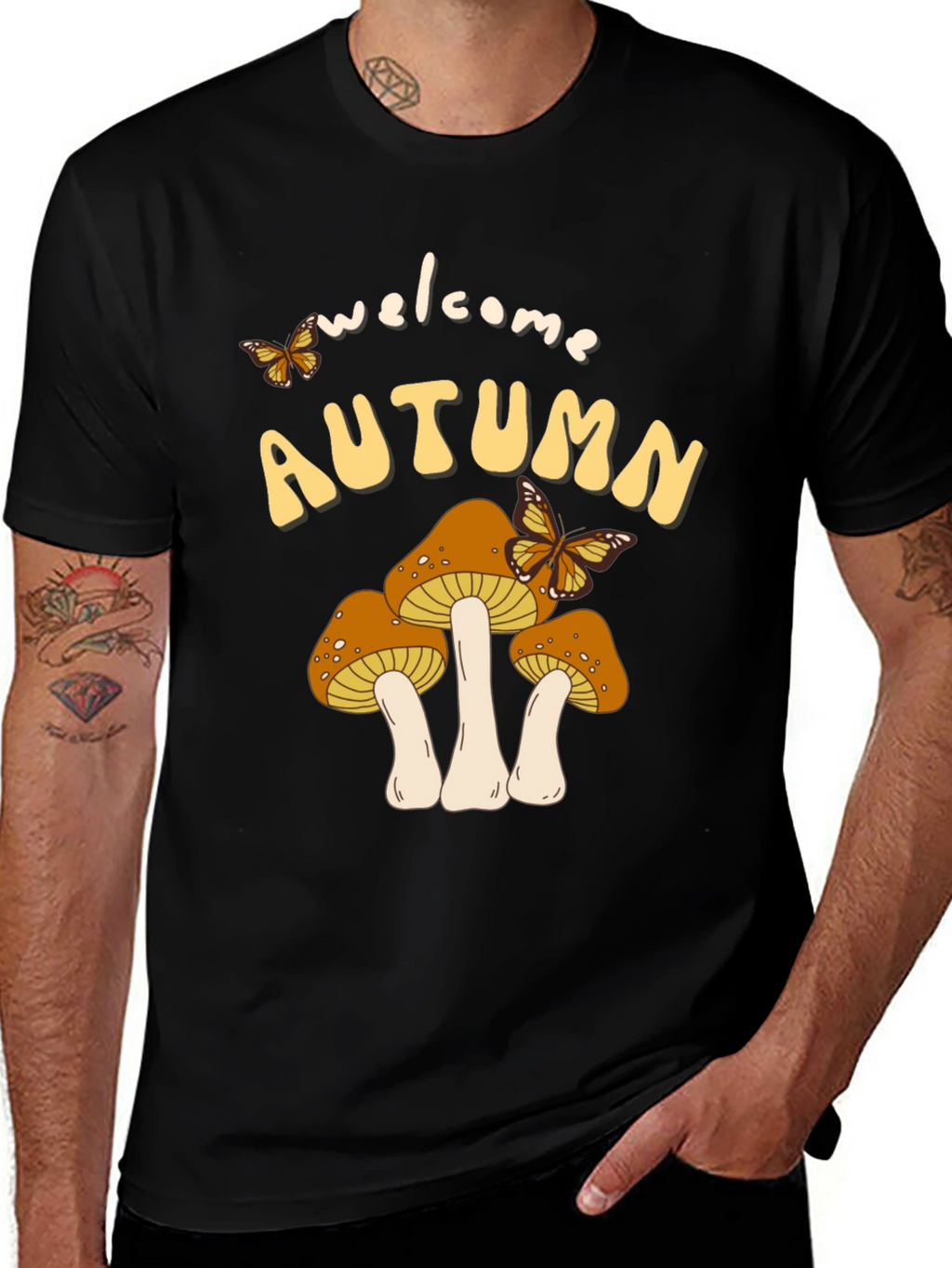 Welcome Autumn Mushroom Graphic Tee
