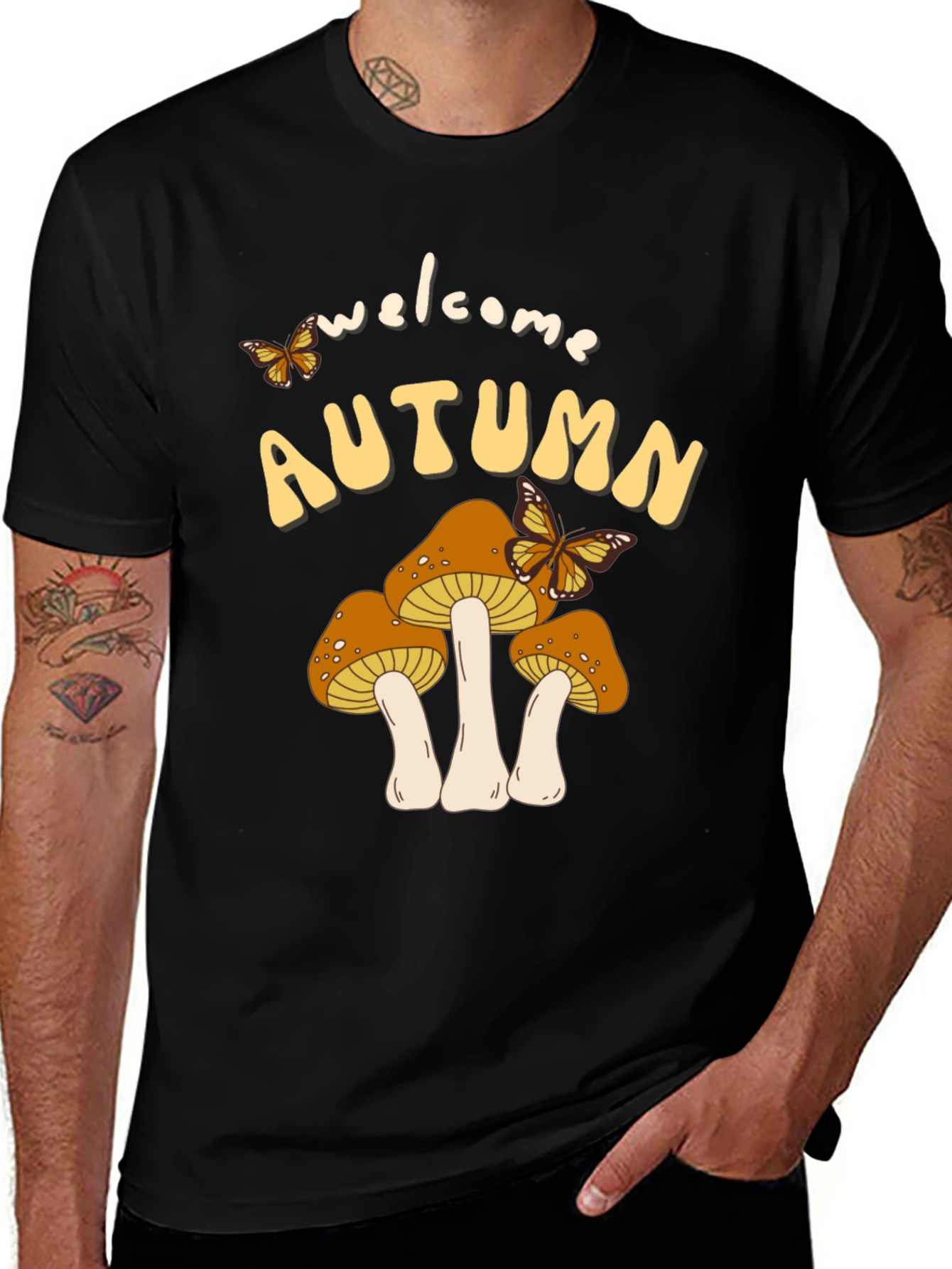Welcome Autumn Mushroom Graphic Tee