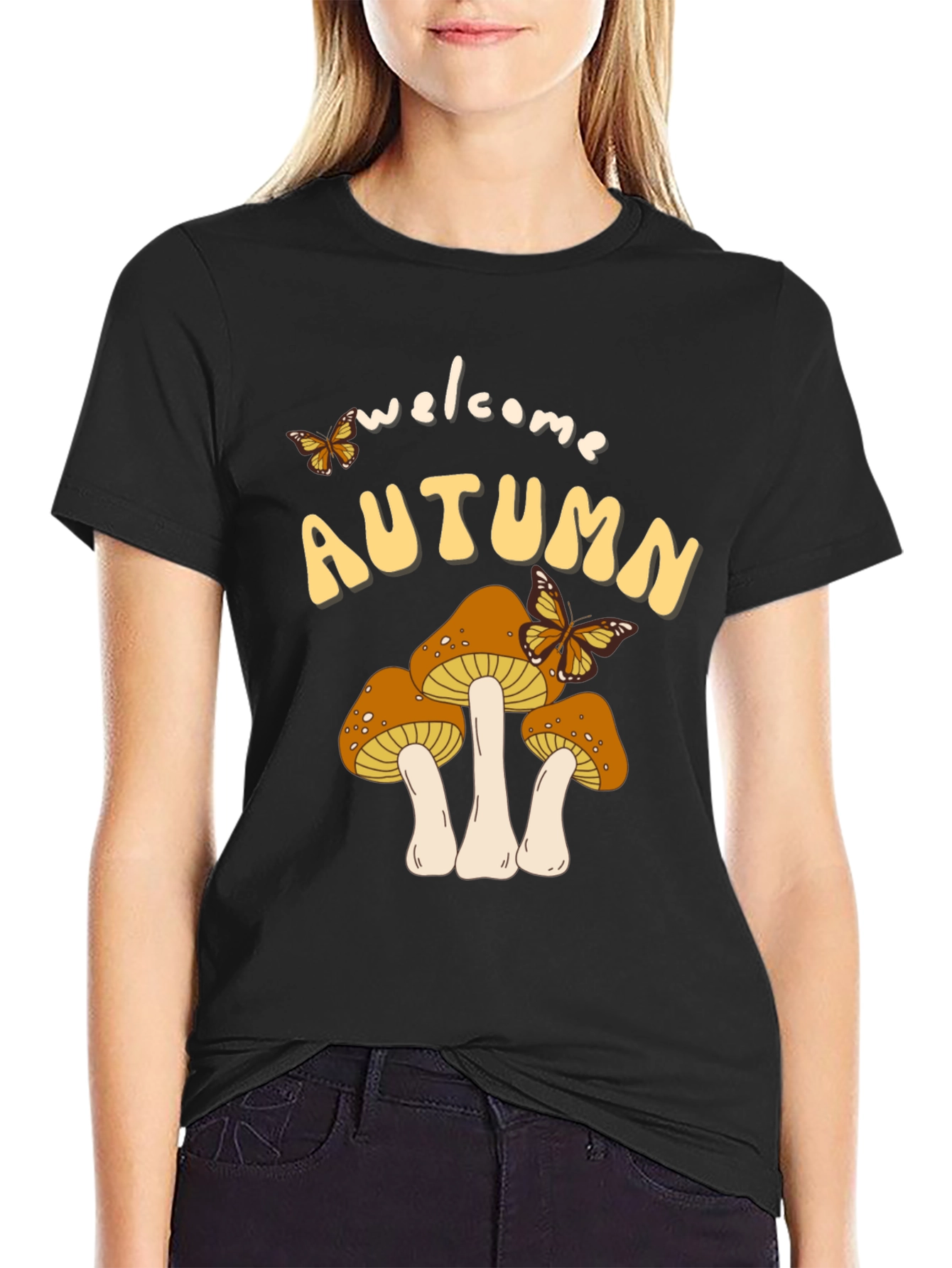 Welcome Autumn Mushroom Graphic Tee