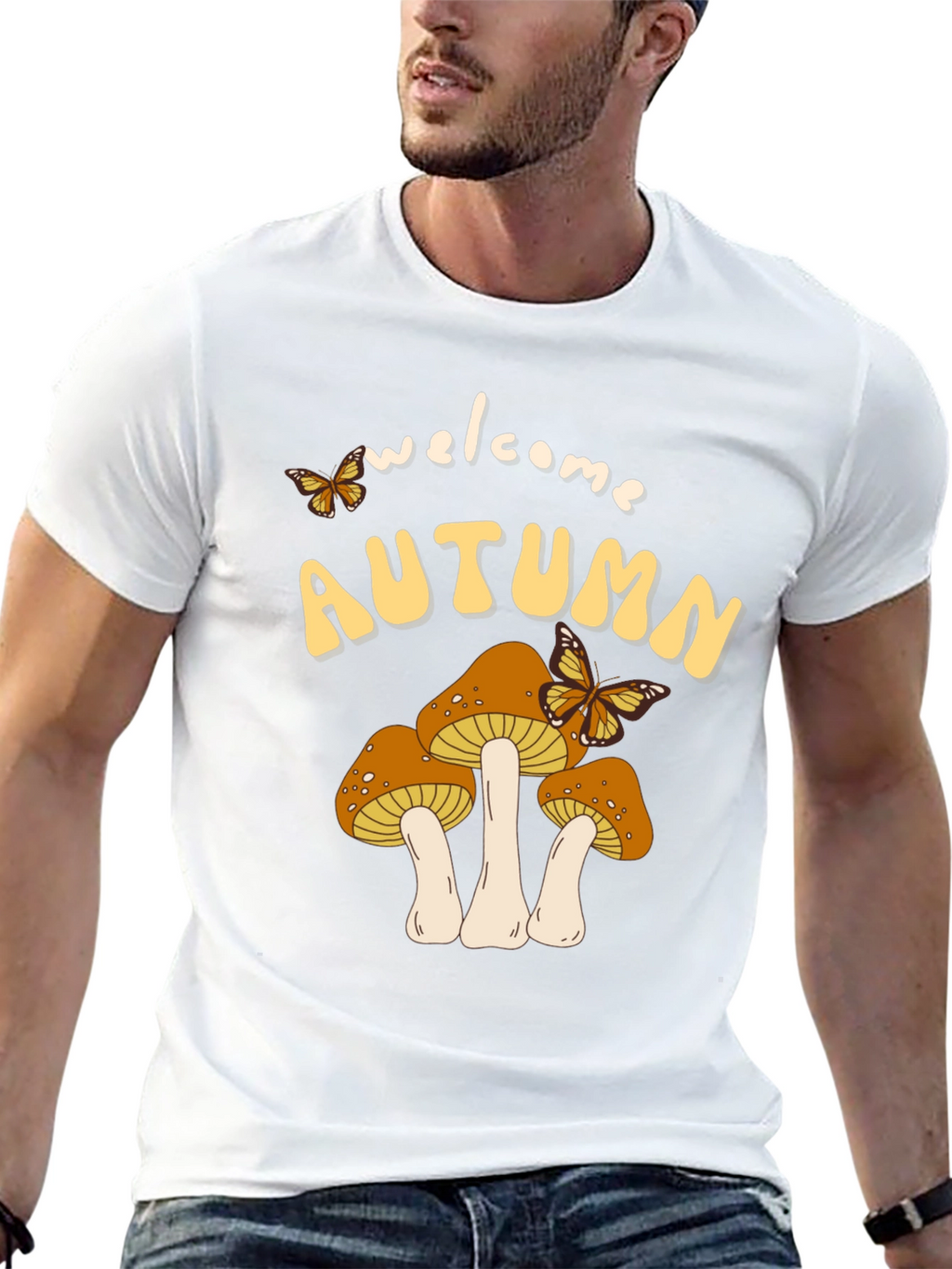 Welcome Autumn Mushroom Graphic Tee