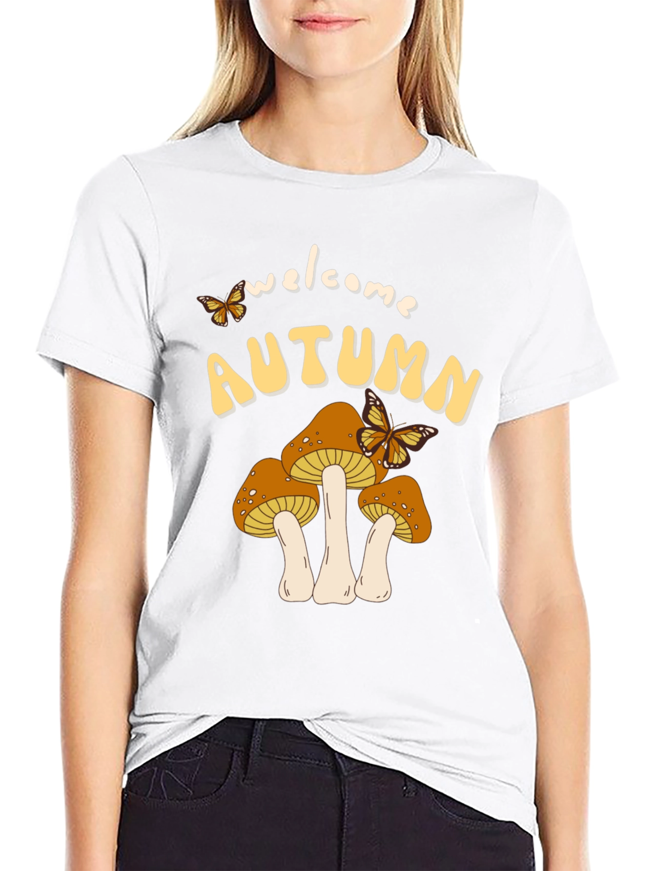 Welcome Autumn Mushroom Graphic Tee
