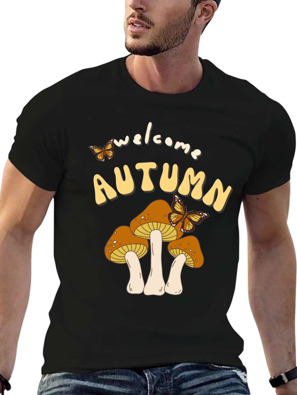 Welcome Autumn Mushroom Graphic Tee