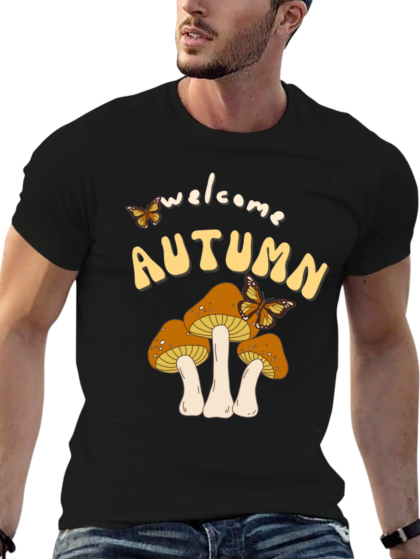 Welcome Autumn Mushroom Graphic Tee