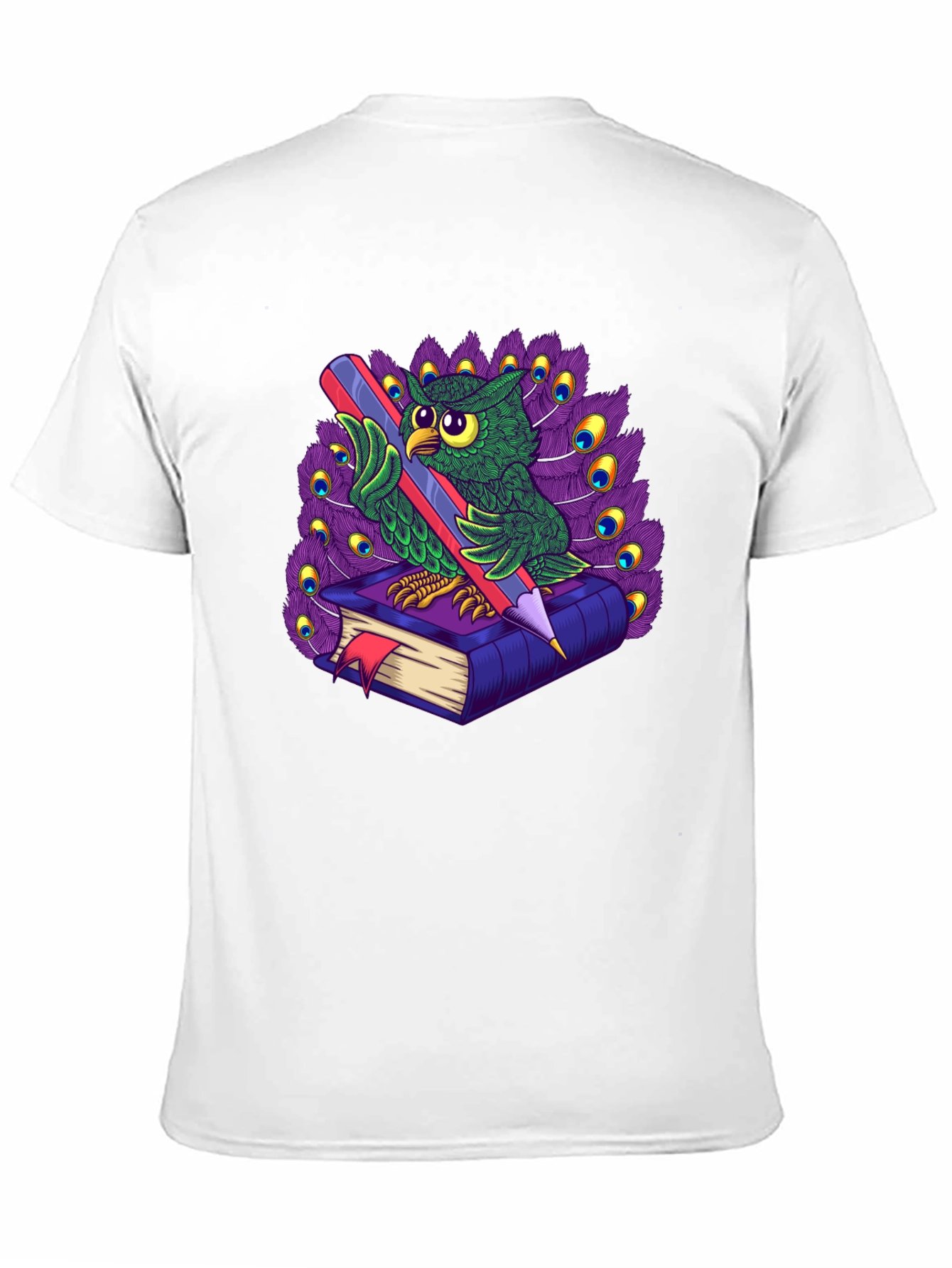 Owl with Book & Pencil Graphic T-Shirt