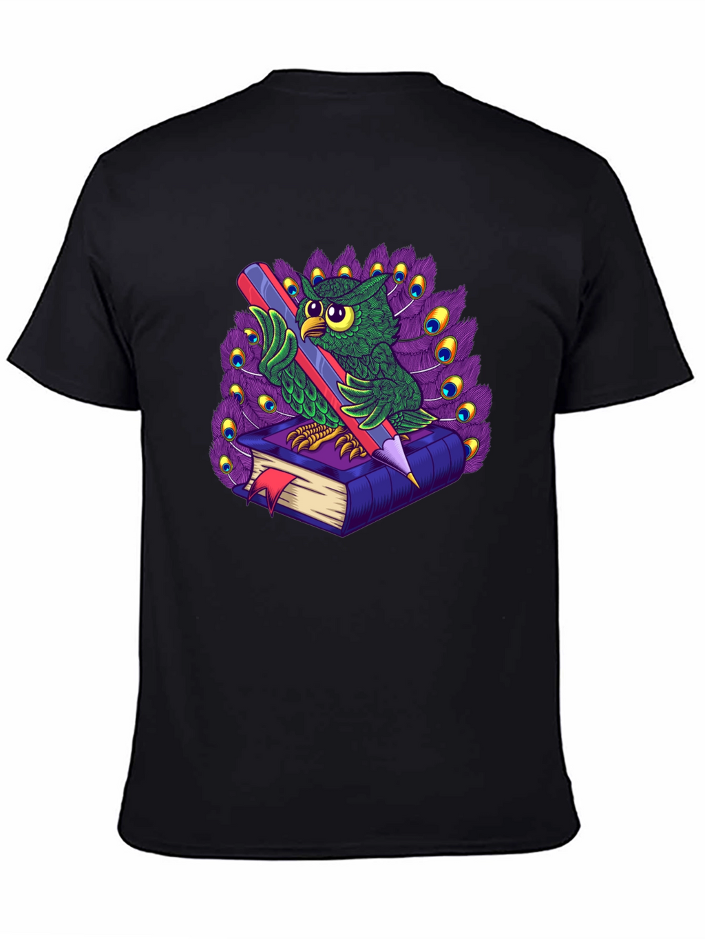 Owl with Book & Pencil Graphic T-Shirt