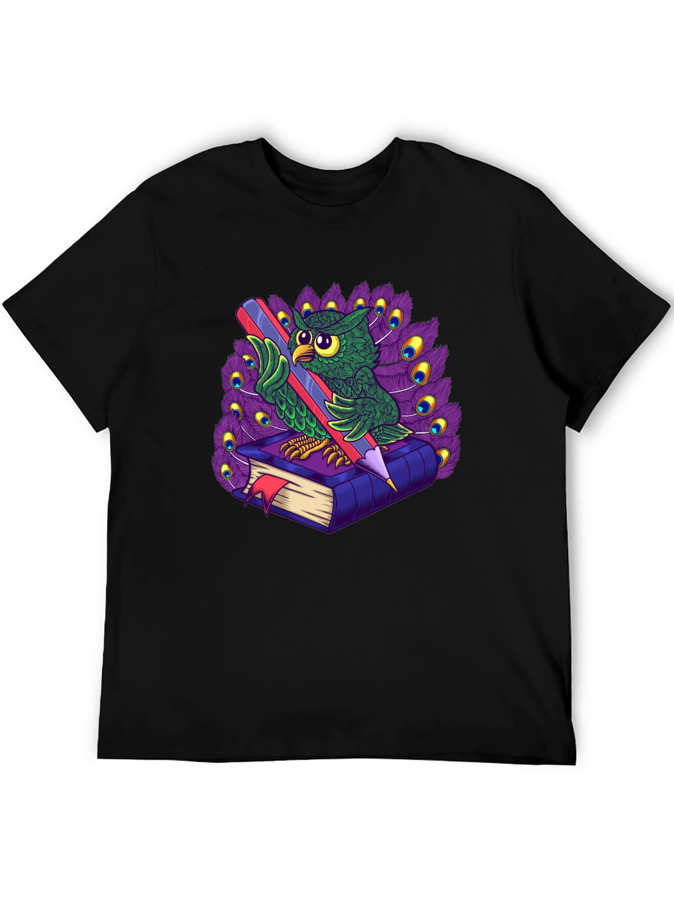 Owl with Book & Pencil Graphic T-Shirt