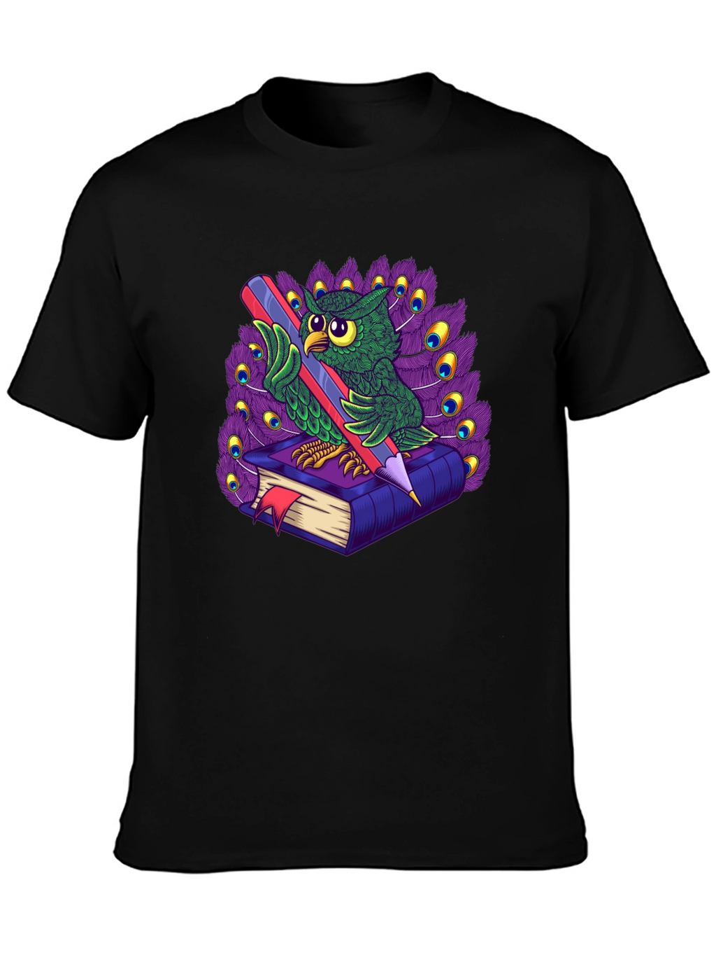 Owl with Book & Pencil Graphic T-Shirt