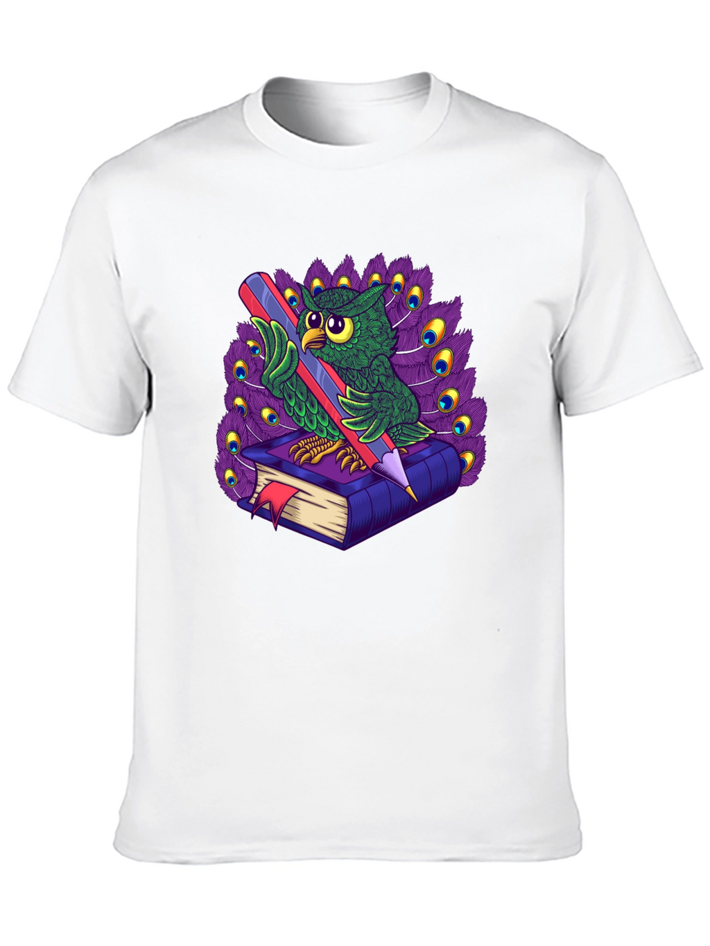 Owl with Book & Pencil Graphic T-Shirt
