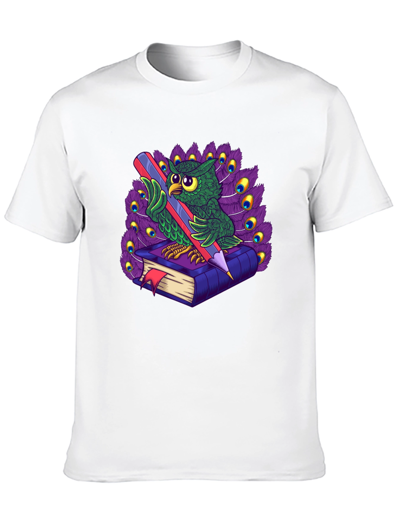 Owl with Book & Pencil Graphic T-Shirt