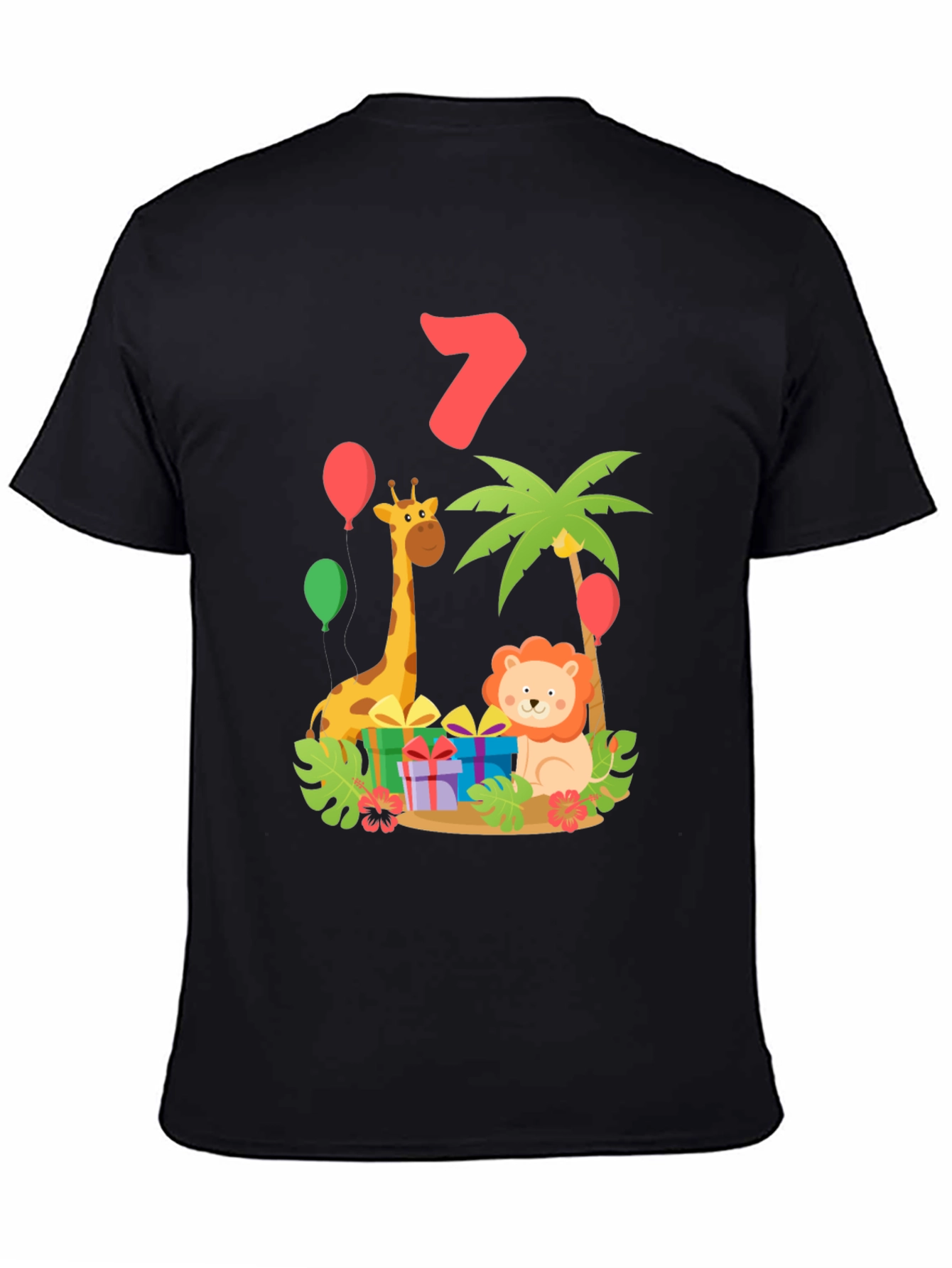 Cute Birthday Shirt - Seven Years Old Giraffe & Lion