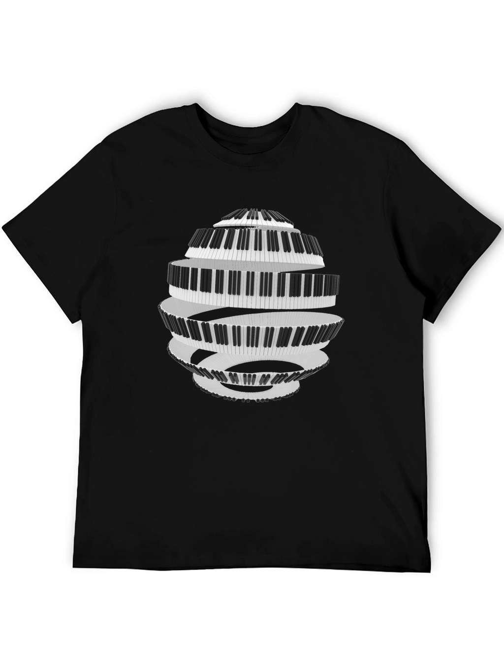 Piano Keys Spiral Black T-Shirt