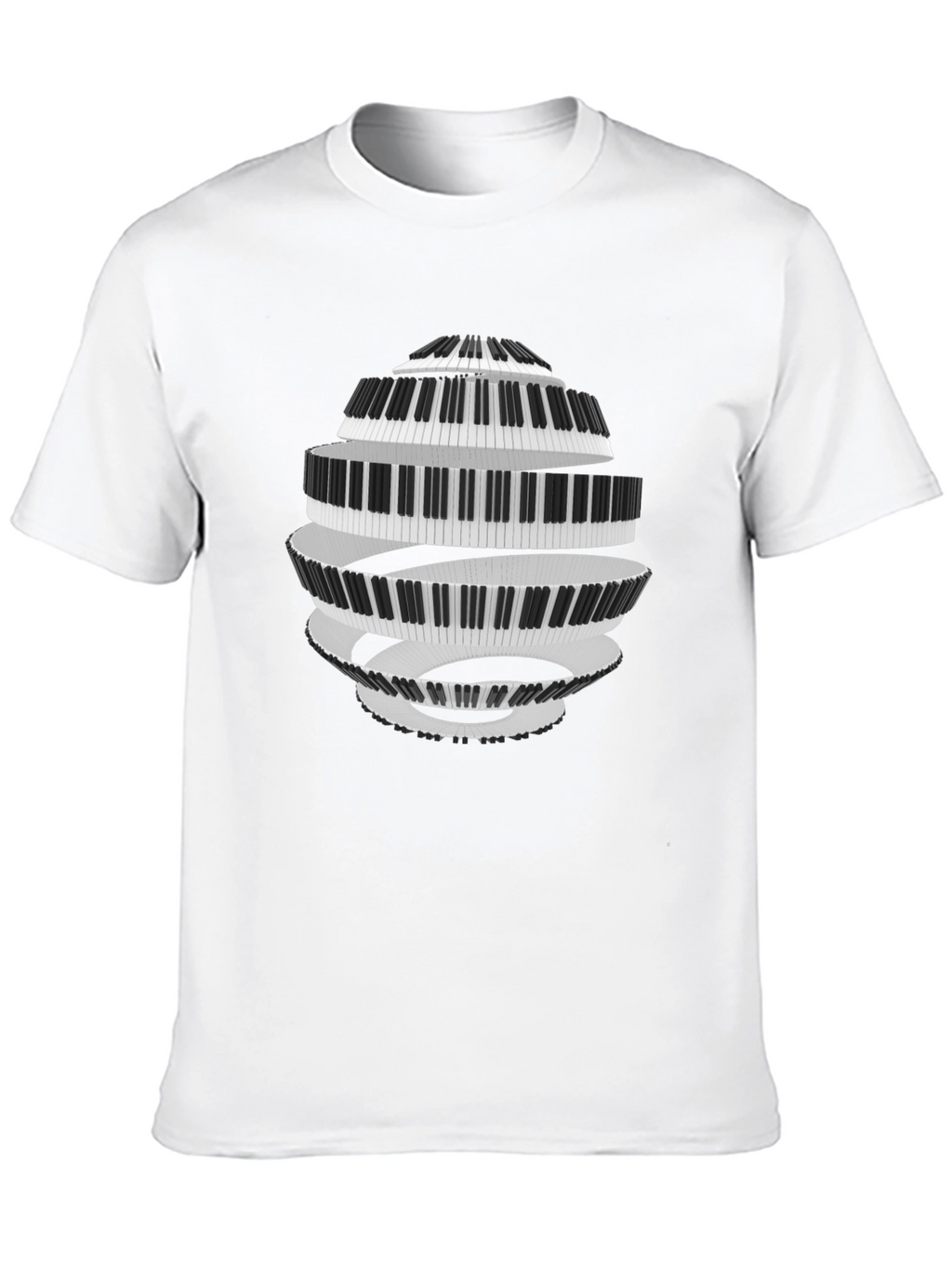 Piano Keys Spiral Black T-Shirt