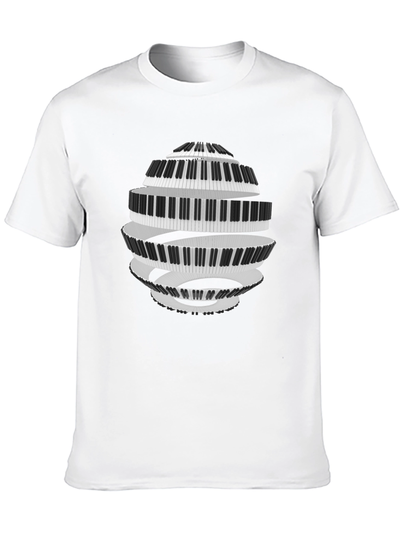 Piano Keys Spiral Black T-Shirt