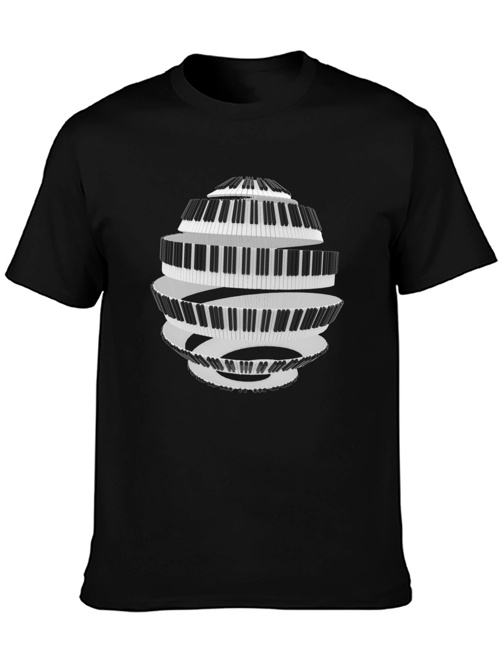 Piano Keys Spiral Black T-Shirt