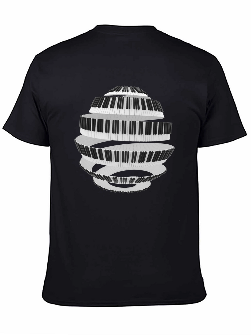 Piano Keys Spiral Black T-Shirt