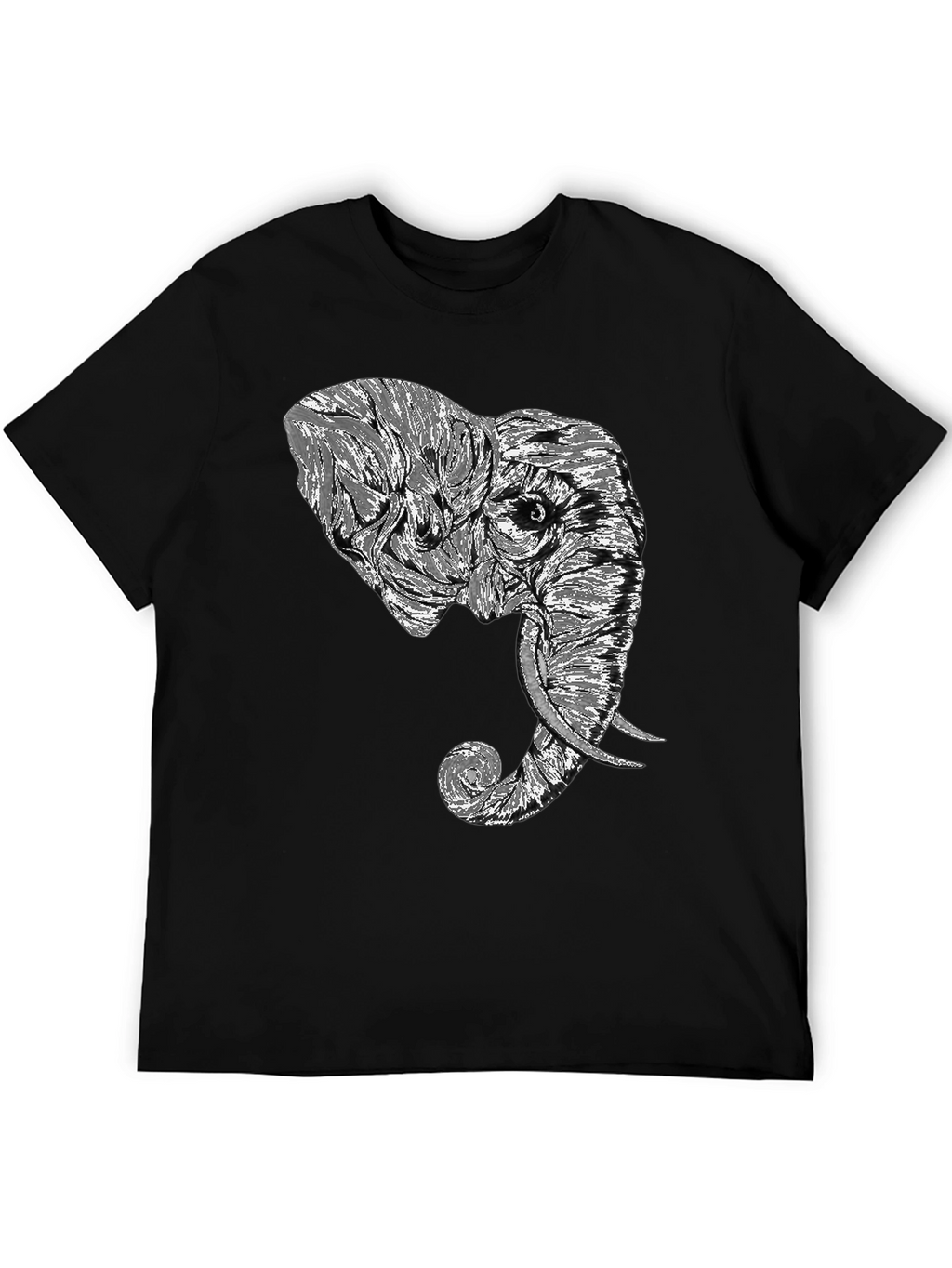 Elephant Graphic Tee - Stylish Mens Black T-Shirt