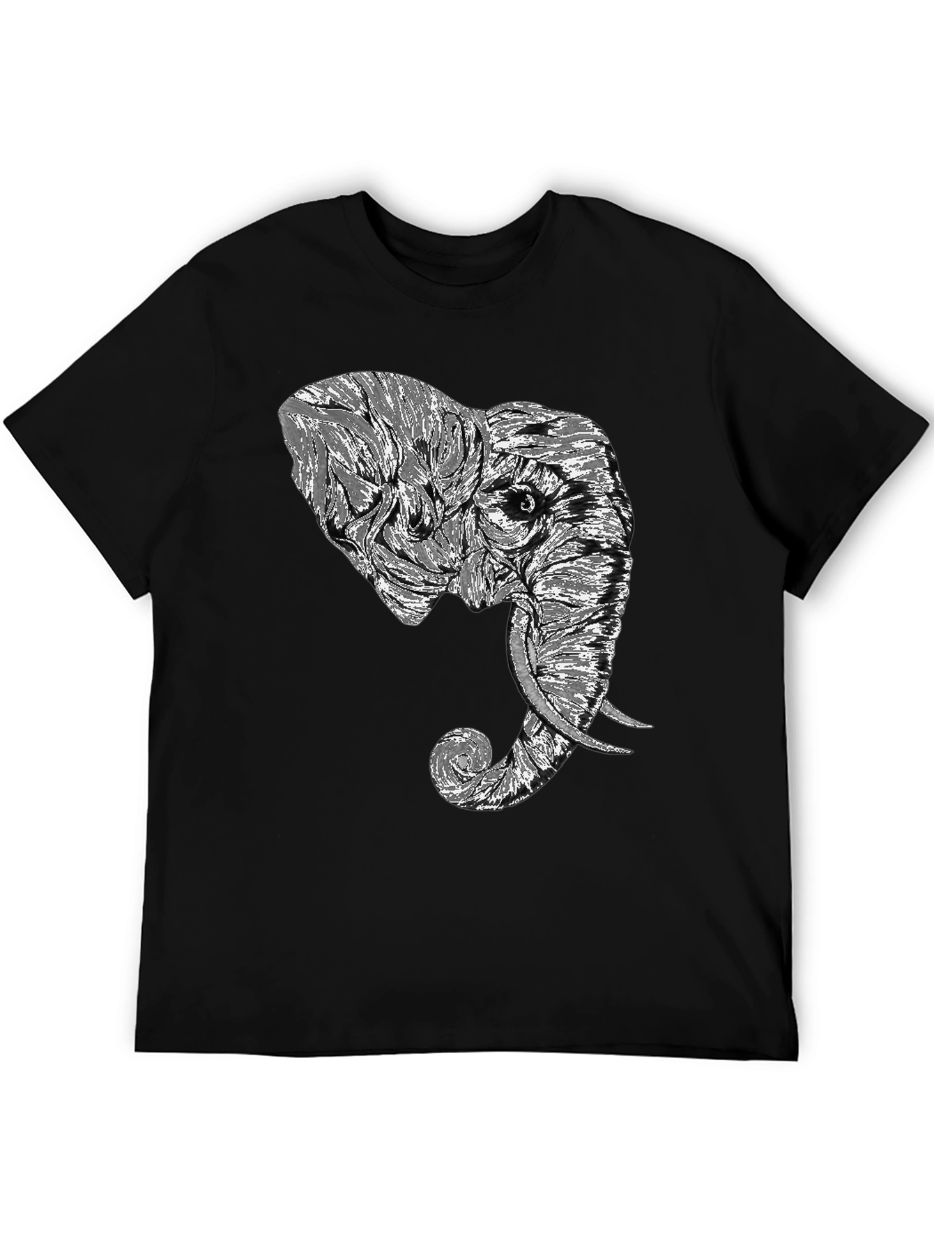 Elephant Graphic Tee - Stylish Mens Black T-Shirt