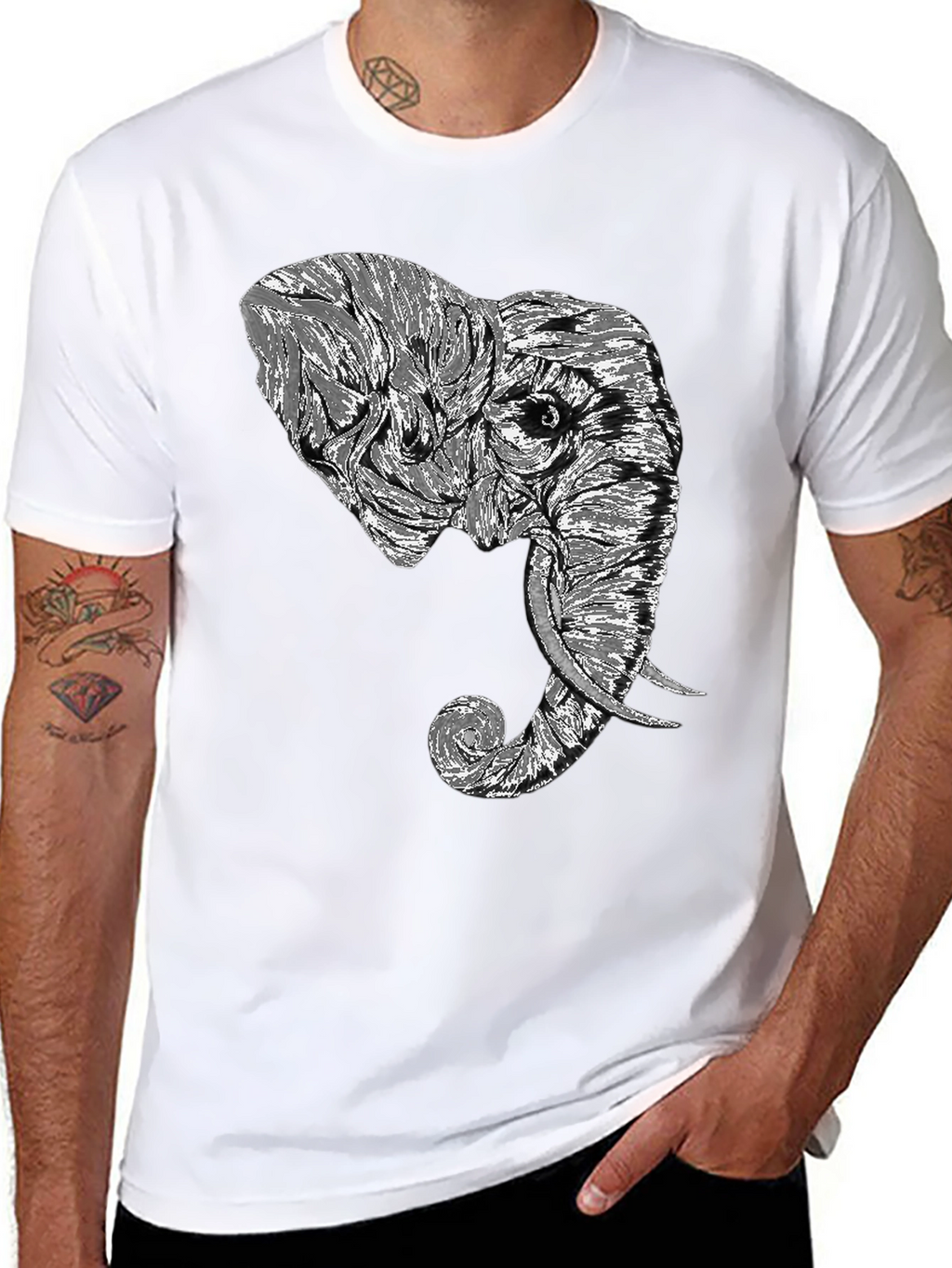 Elephant Graphic Tee - Stylish Mens Black T-Shirt