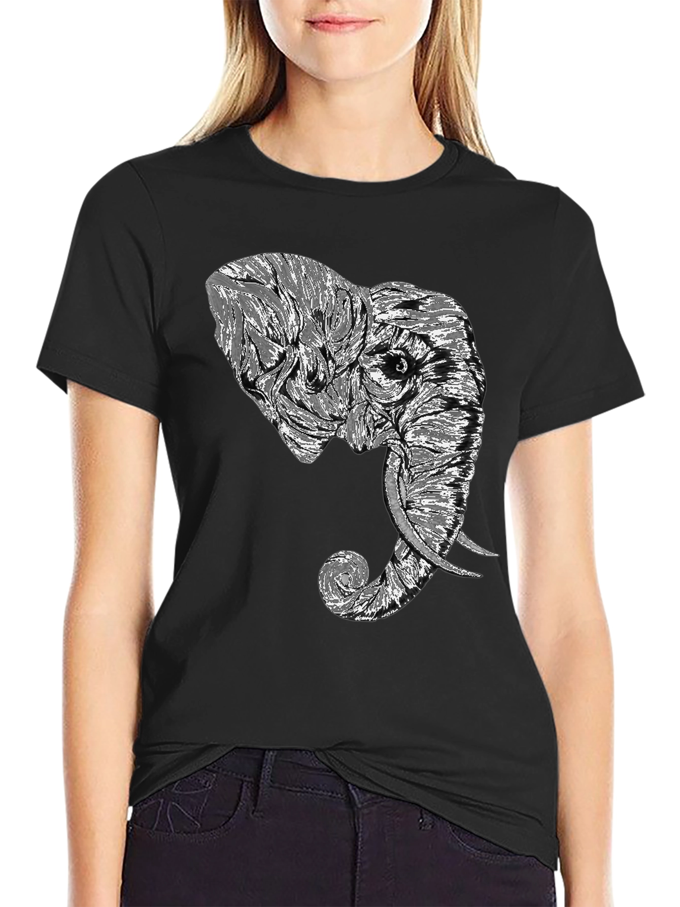 Elephant Graphic Tee - Stylish Mens Black T-Shirt