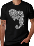 Elephant Graphic Tee - Stylish Mens Black T-Shirt