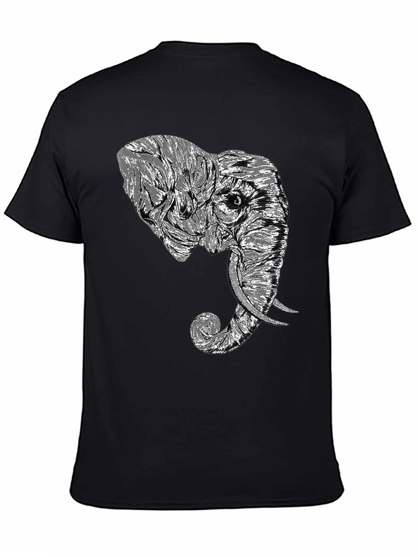 Elephant Graphic Tee - Stylish Mens Black T-Shirt
