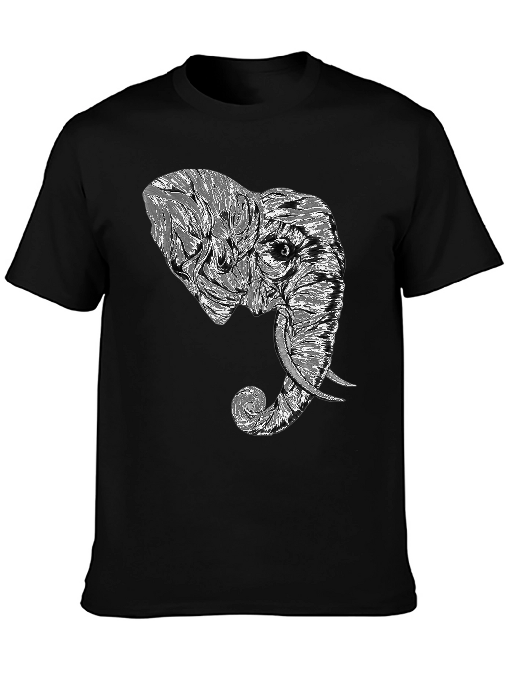 Elephant Graphic Tee - Stylish Mens Black T-Shirt